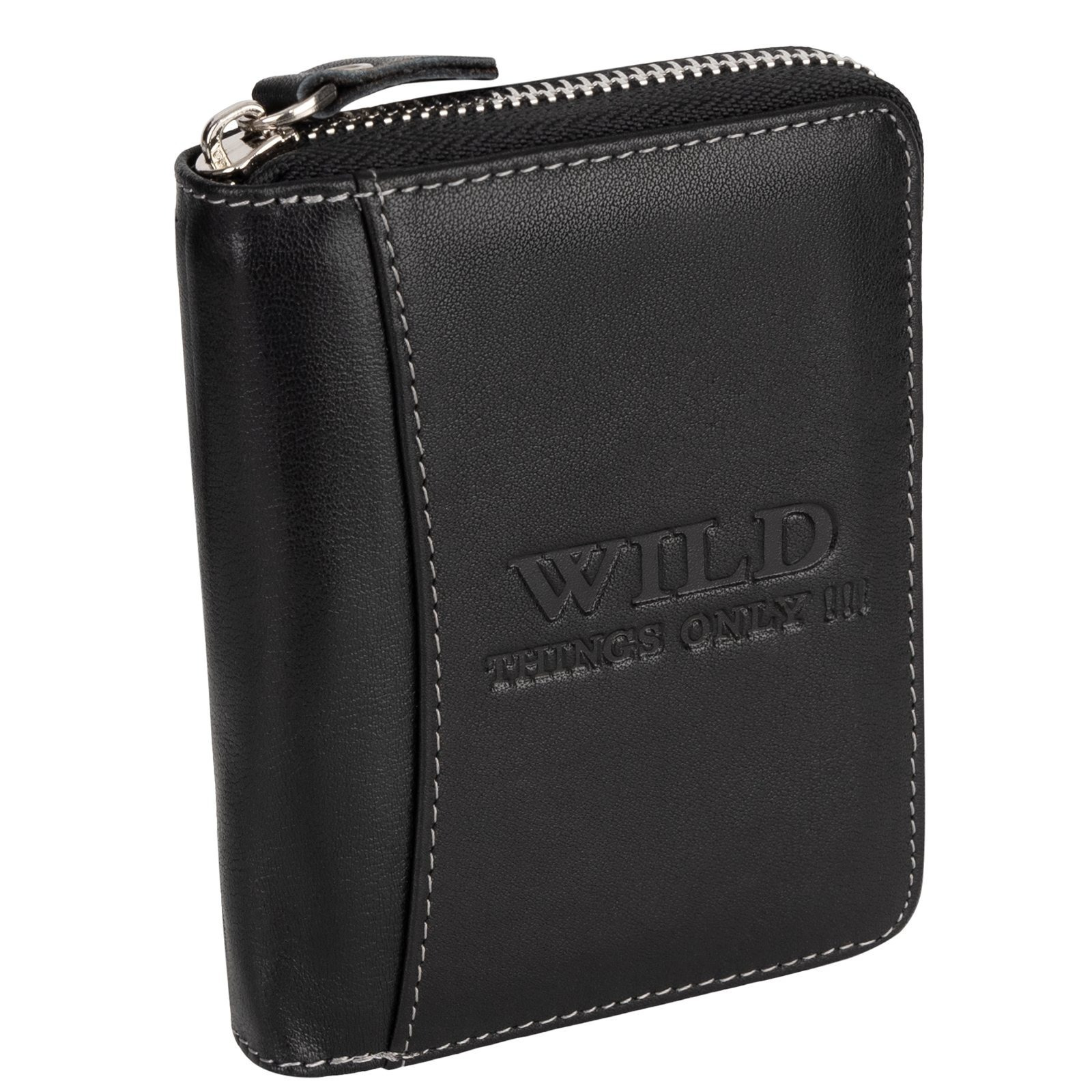 TEMU Men's Leather Wallet Rfid Blocking Vertical Genuine Leather Black