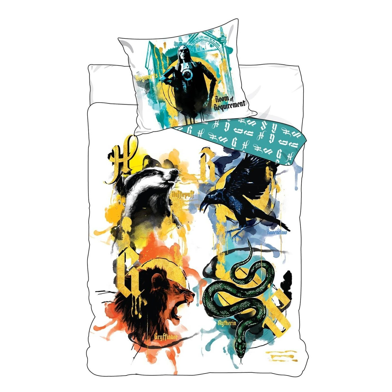 Harry Potter Lord Hogwarts Bed Sheet Set Reversible Duvet Cover 135x200 Pillowcase 80x80 100%german Size