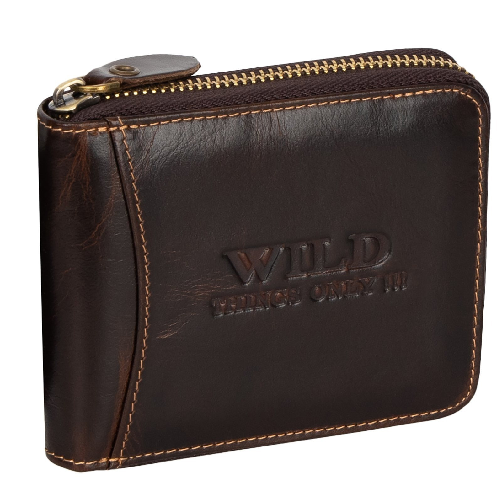 E-shop Leder Geldbörse Herren Portemonnaie RFID Querformat Geldbeutel Echtleder Braun