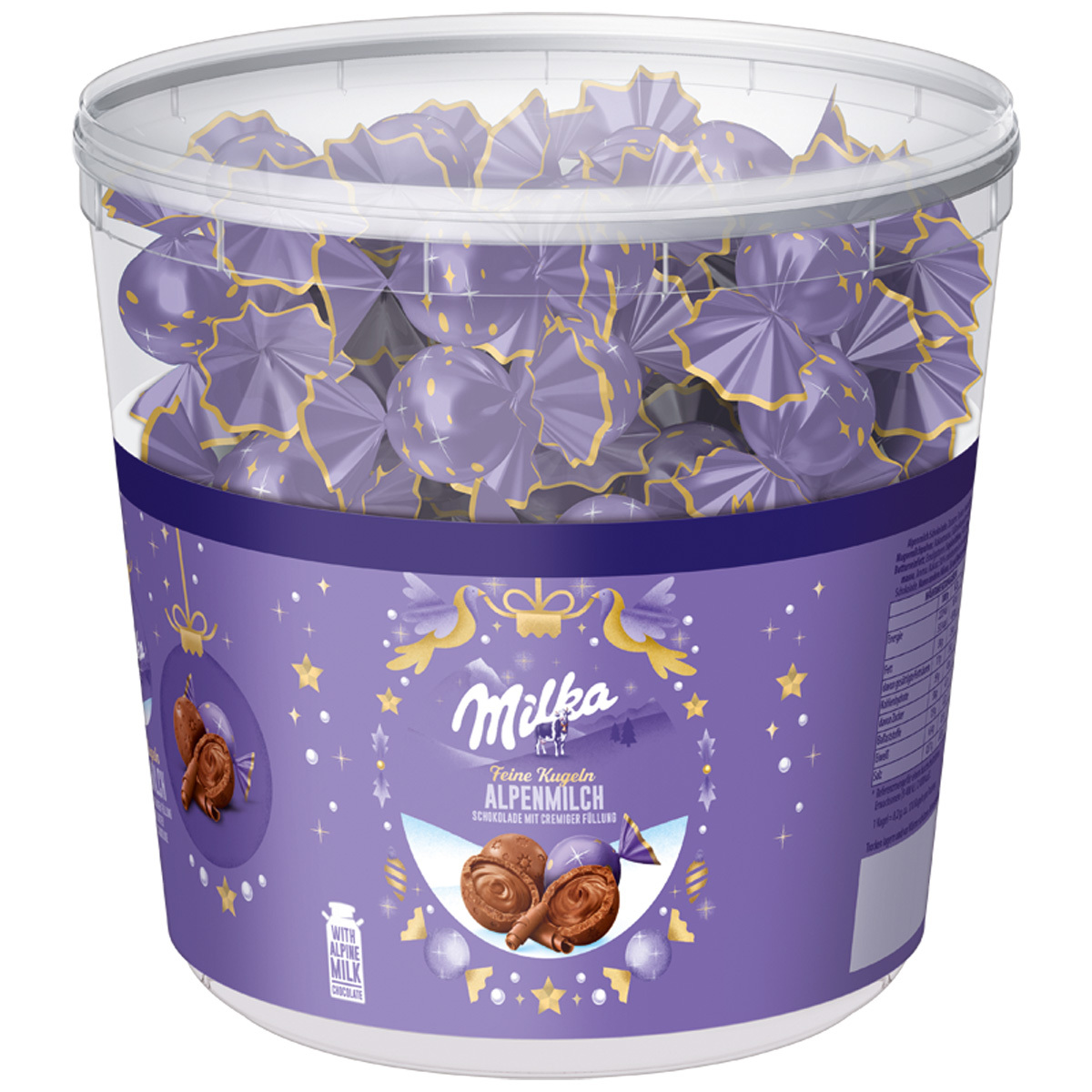 Image of Milka Fine Balls Alpine Milk 100 Individually Wrapped Chocolates 900g