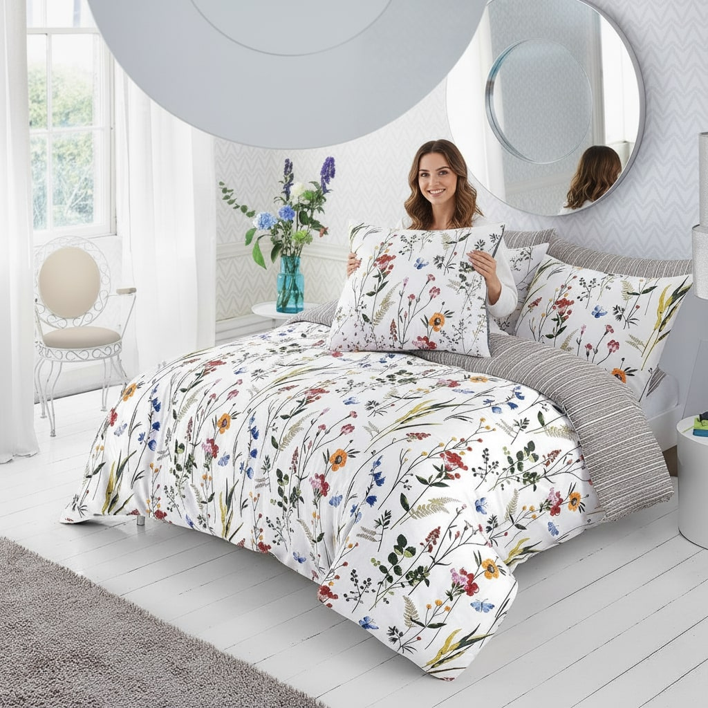 TEMU 3pcs Lily Flower Duvet Cover Set - Duvet Cover With Pillow Cases Super Bedding Sets Breathable Reversible Grey Quilt Covers, Machine Washable