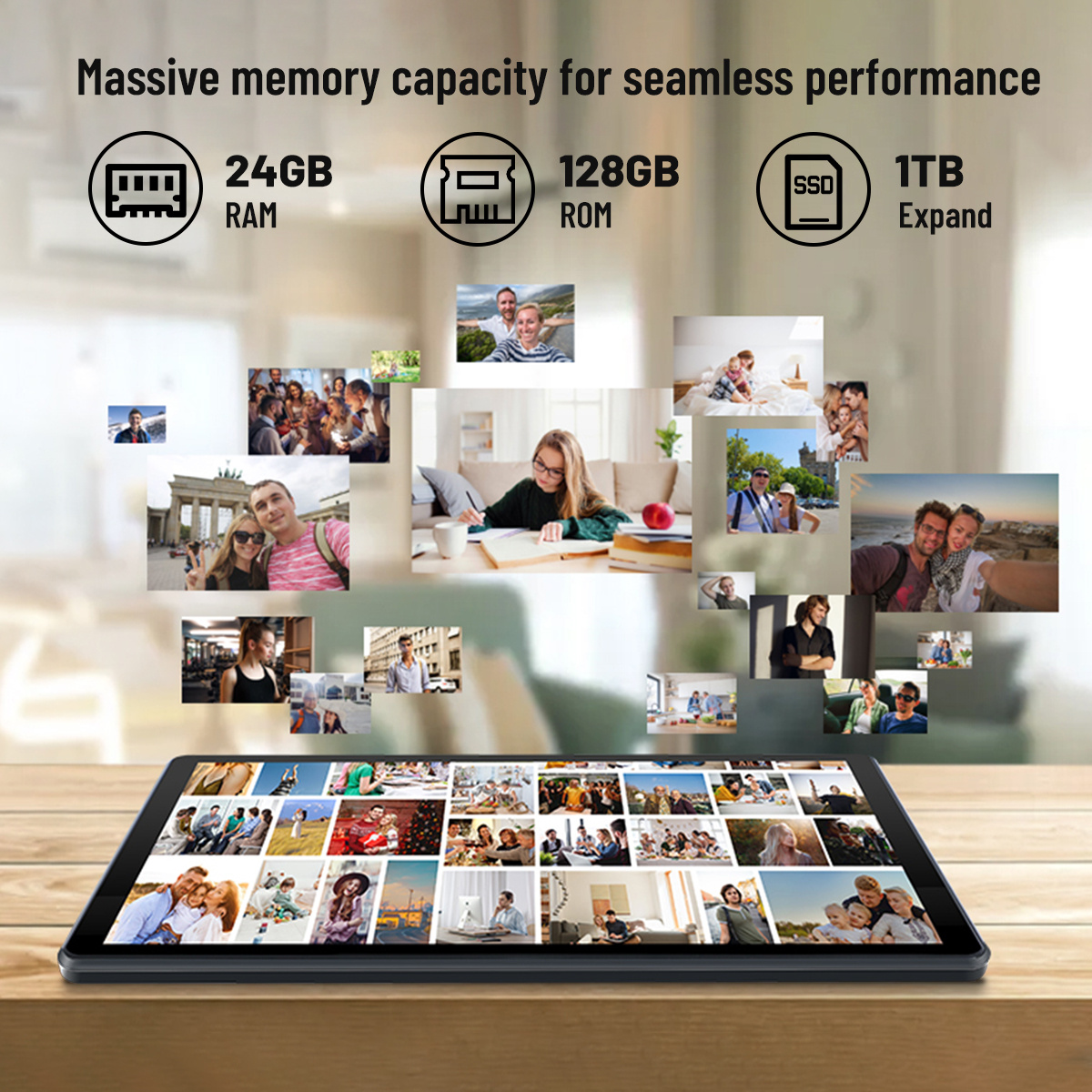 10.1 Inch Android 15 Tablet, Android Tablet, 24 (4+20)GB RAM, 128GB ROM,1TB Expandable, Face lD Unlock, Octa-Core, 5000mAh Battery, 5MP+8MP Dual Cameras, Tablet Only/Tablet with Keyboard,Mouse,Case,Stylus pen, NEWEST Tablet, Christmas gift, Halloween gift, Black