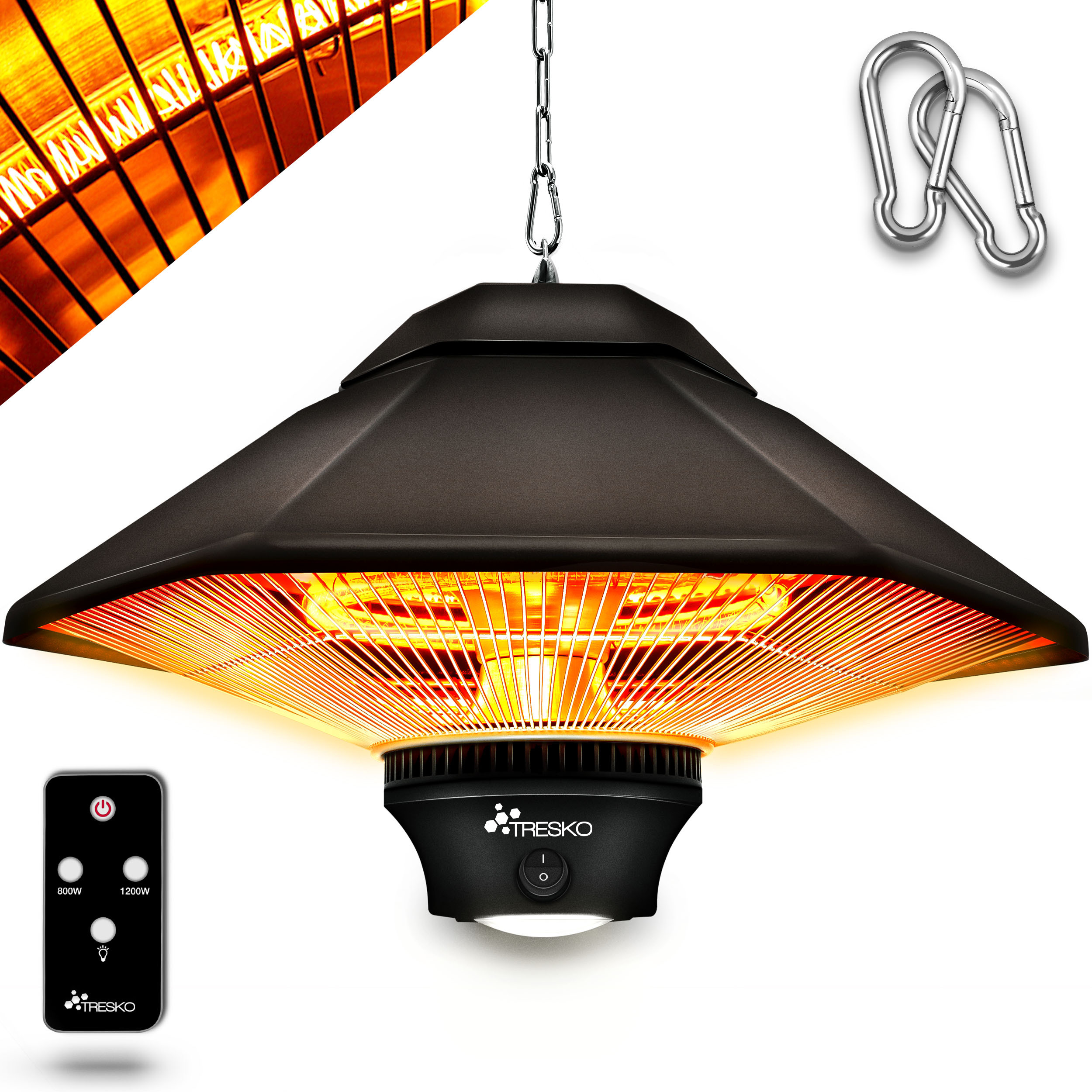 Image of Tresko® Ceiling Heater 1200w With Remote Control | Infrared Heater Electric With 2 Heat | Patio Heater Mushroom Indoor & Outdoor | Infrared Heater Tent Heater Ceiling Terrace For Balcony Outside