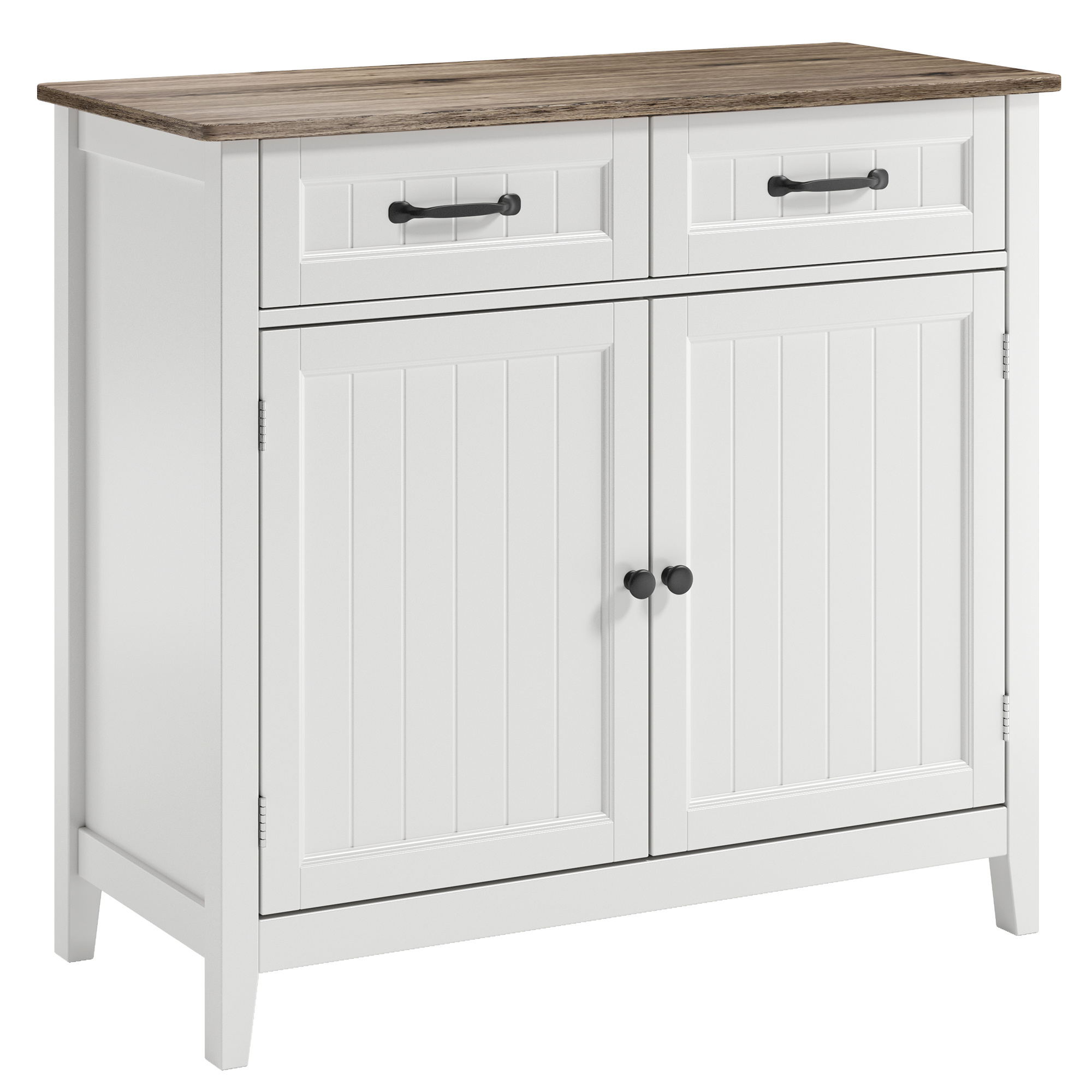Image of Sideboard With 2 Drawers & 2 Doors | 40x90x82 Cm | Kitchen Cabinet With Worktop Ap30 | For Kitchen, Living Room, Hallway & Dining Room | Gray Oak