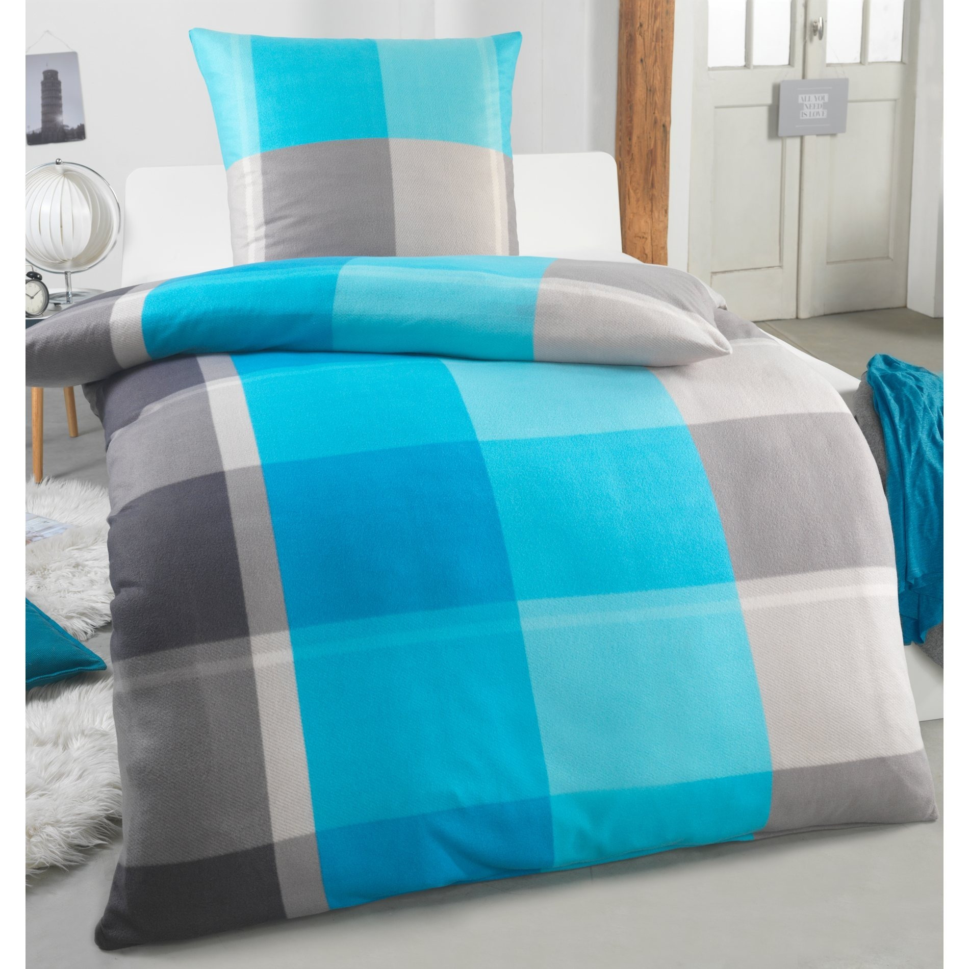 Image of Fleece Bedding - & Warm, Thermal Winter Duvet Cover & Pillowcase With Zipper, Washable At 60° C, Allergy-friendly - Set Sizes: 135×200 + 80×80 | 155×220 + 80×80 | 200×200 + 2× 80×80