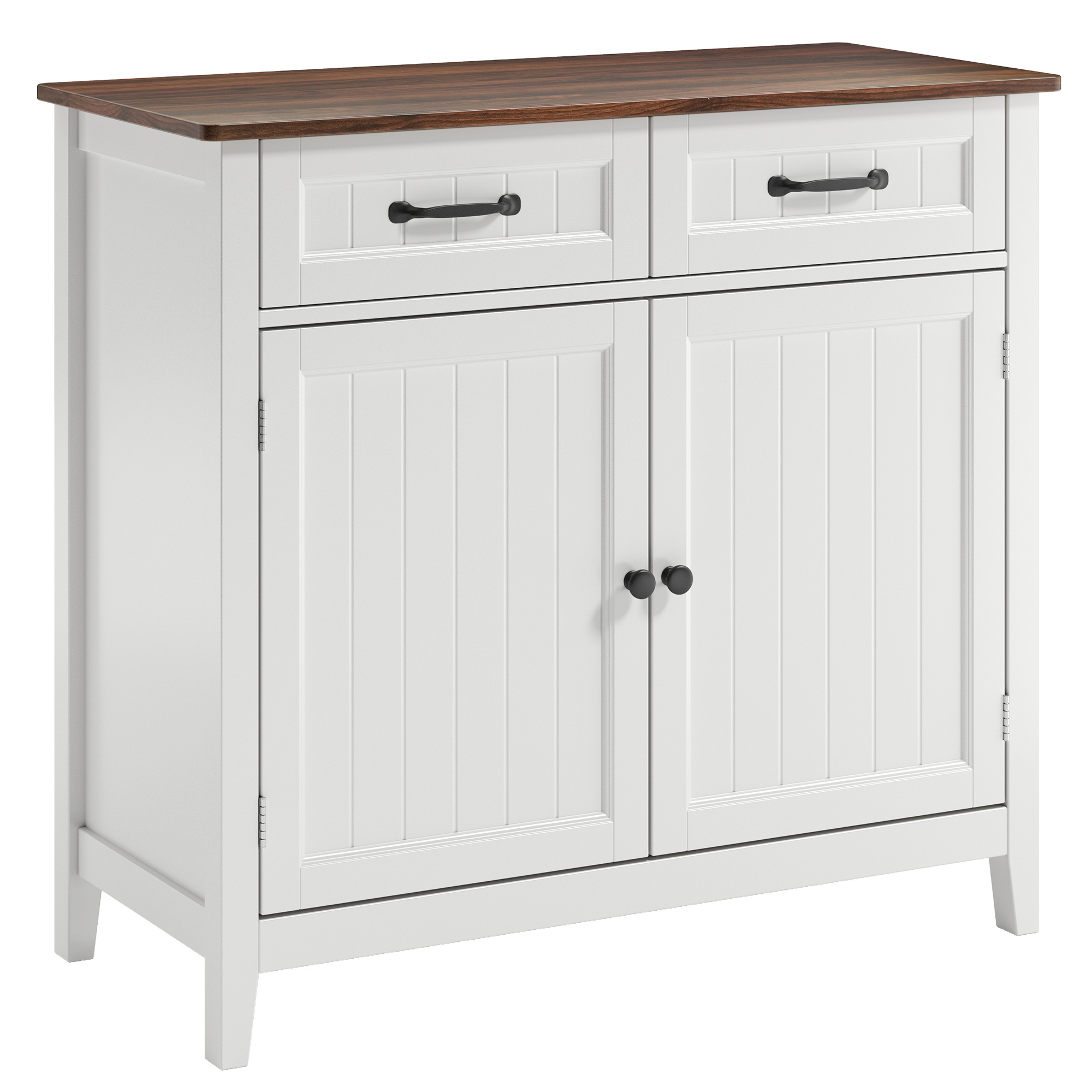 Image of Sideboard With 2 Drawers & 2 Doors | 40x90x82 Cm | Kitchen Cabinet With Worktop Ap30 | For Kitchen, Living Room, Hallway & Dining Room | Retro