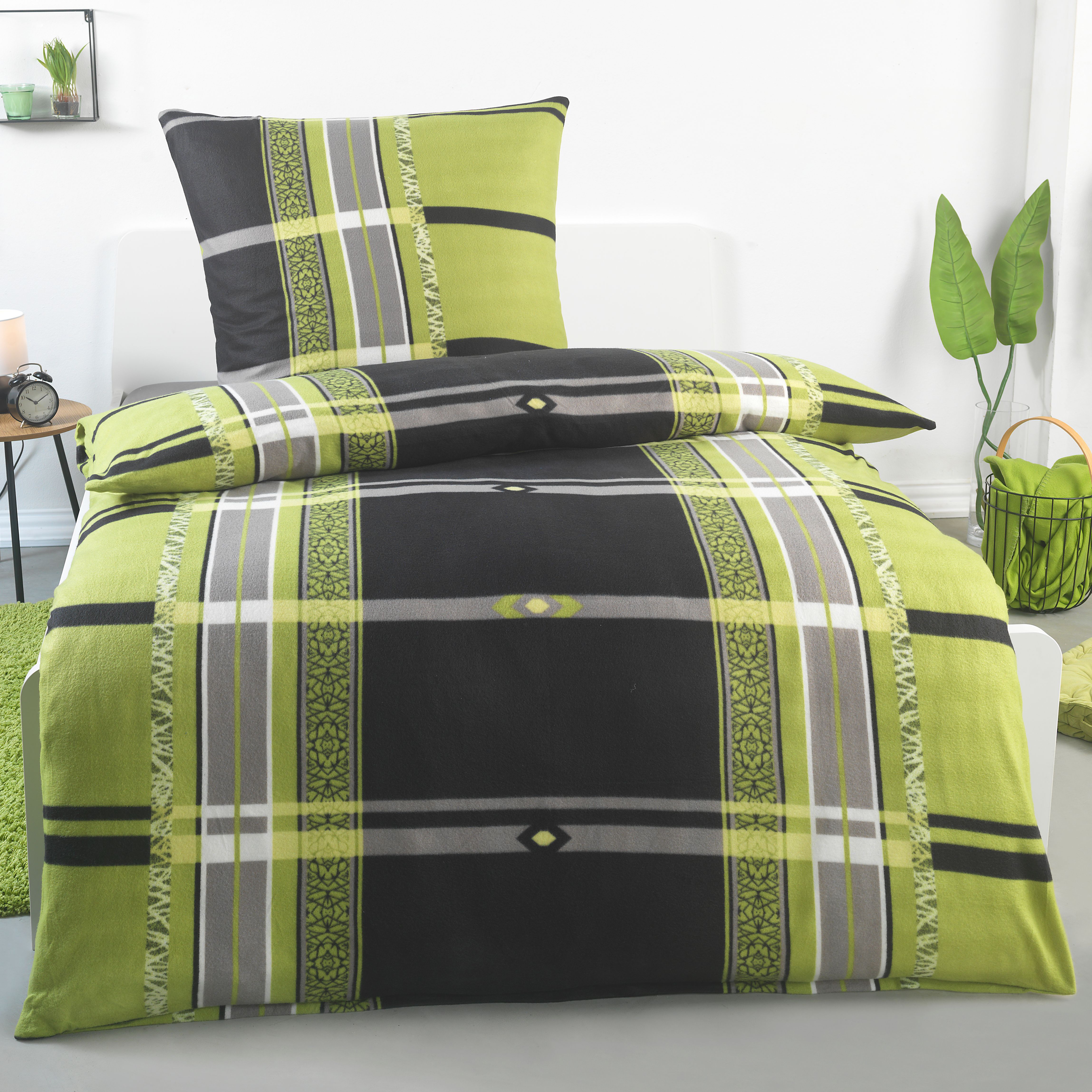 E-shop Winter Bettwäsche Set 2 teilig 135x200 cm oder 155x220 cm - 1x Deckenbezug + 1x Kissenbezug - warme und flauschige Bettgarnitur - wohlig wärmend