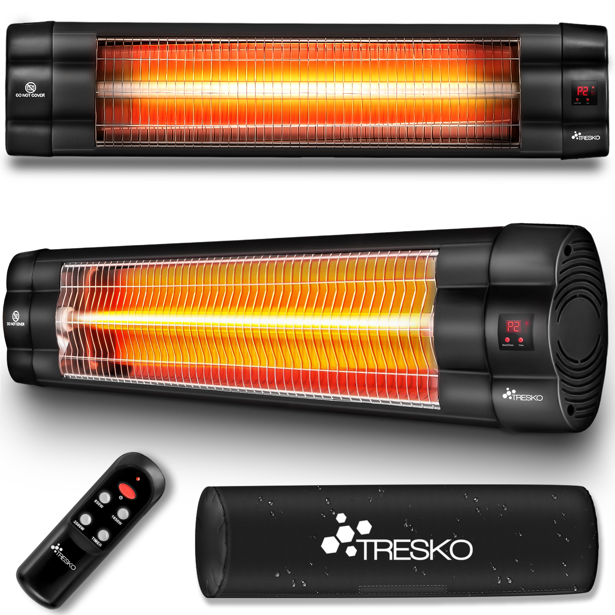 TEMU TreskoÂ® Infrared Heater 2500w With Remote Control | Outdoor Electric Patio Heater With 3 Heat | Indoor & Outdoor Patio Heater | Wall-mounted