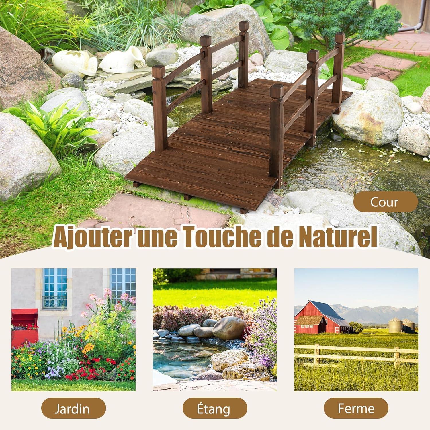 Pine Wood , With Balustrade And Reinforced Background, Suitable For Garden Courtyard Closed Terrace