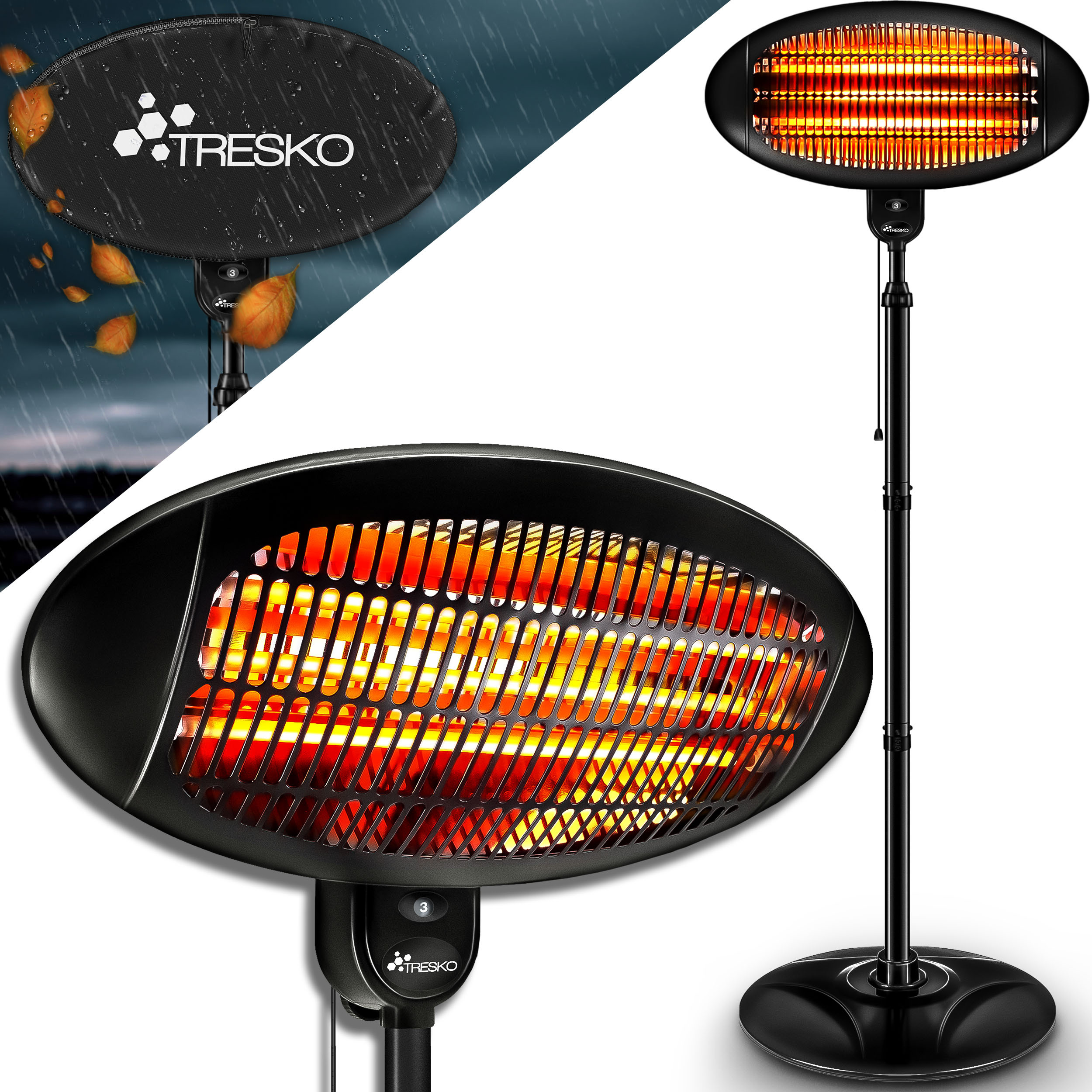 Image of Tresko® Infrared Stand Heater 2000w | Heat Radiator Terrace Outdoor Electric With 3 Heat | Patio Heater Indoor & Outdoor | Infrared Radiator With Led Display For Balcony Outside