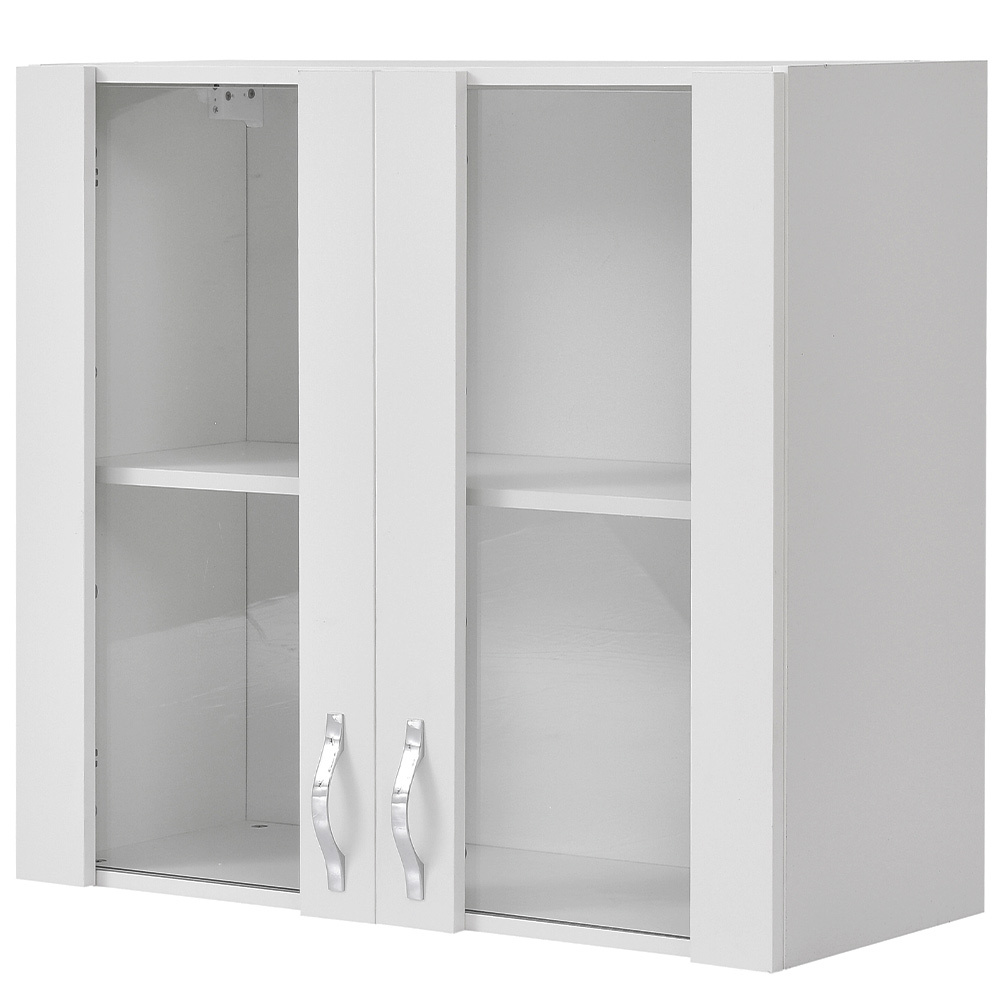 Image of Shally Dogan Credenza, Hanging Kitchen Cabinet With Glass, Wall-mounted Wooden Cabinet With 2 Doors, 1 Shelf, 2 Compartments, Spacious And Resistant, Dimensions 80 X 32 X 72h Cm
