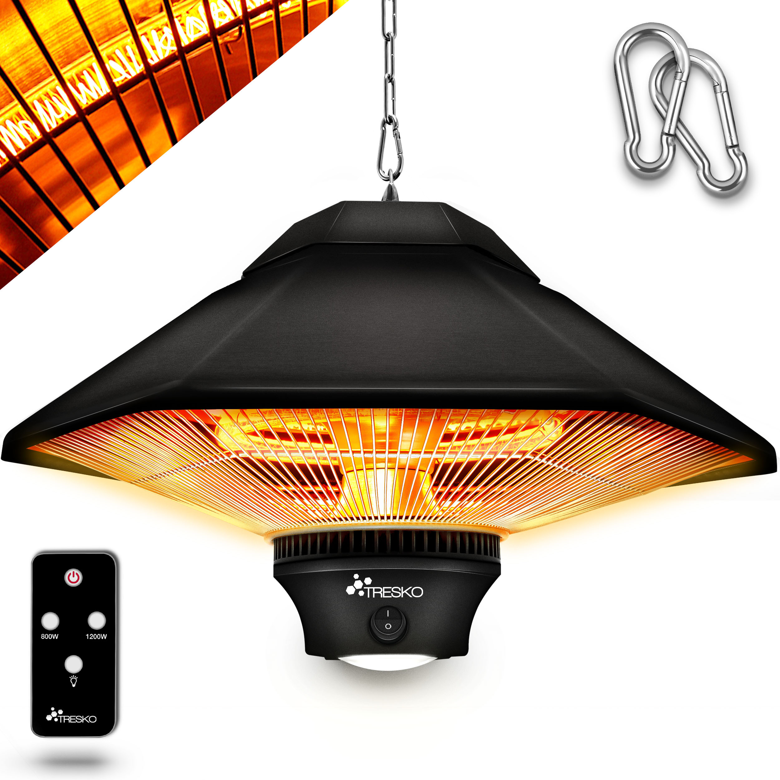 Image of Tresko® Ceiling Heater 1200w With Remote Control | Infrared Heater Electric With 2 Heat | Patio Heater Mushroom Indoor & Outdoor | Infrared Heater Tent Heater Ceiling Terrace For Balcony Outside