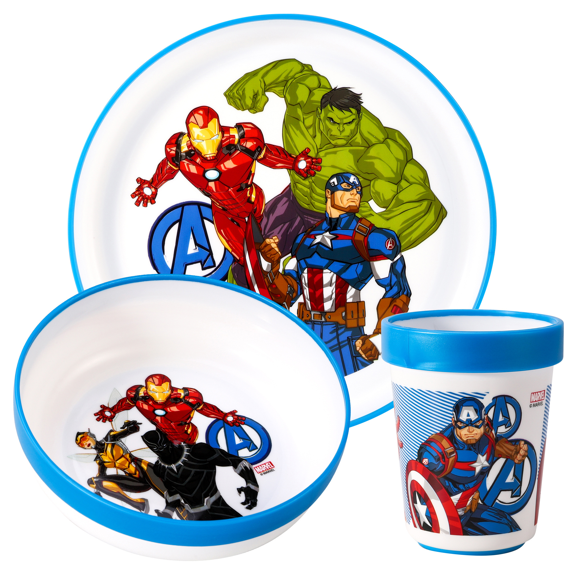 TEMU Avengers 3pcs Premium Children's Dinner Tableware Set, Plate, Bowl And Tumbler, Bpa Free