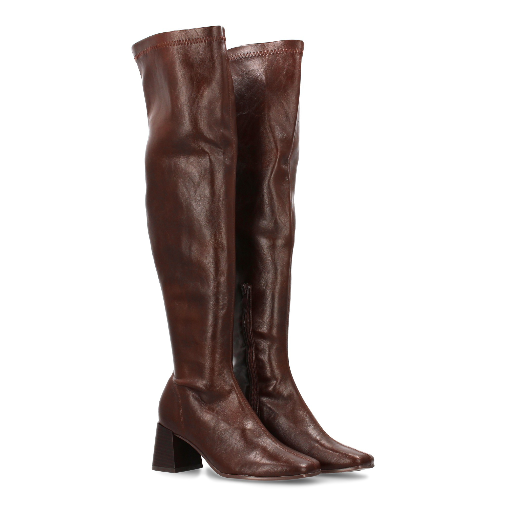 Image of High-shaft Boot With Elegant Design. Solid Printed High Heel. Zipper Closure. Ideal For Autumn Winter Season For Women