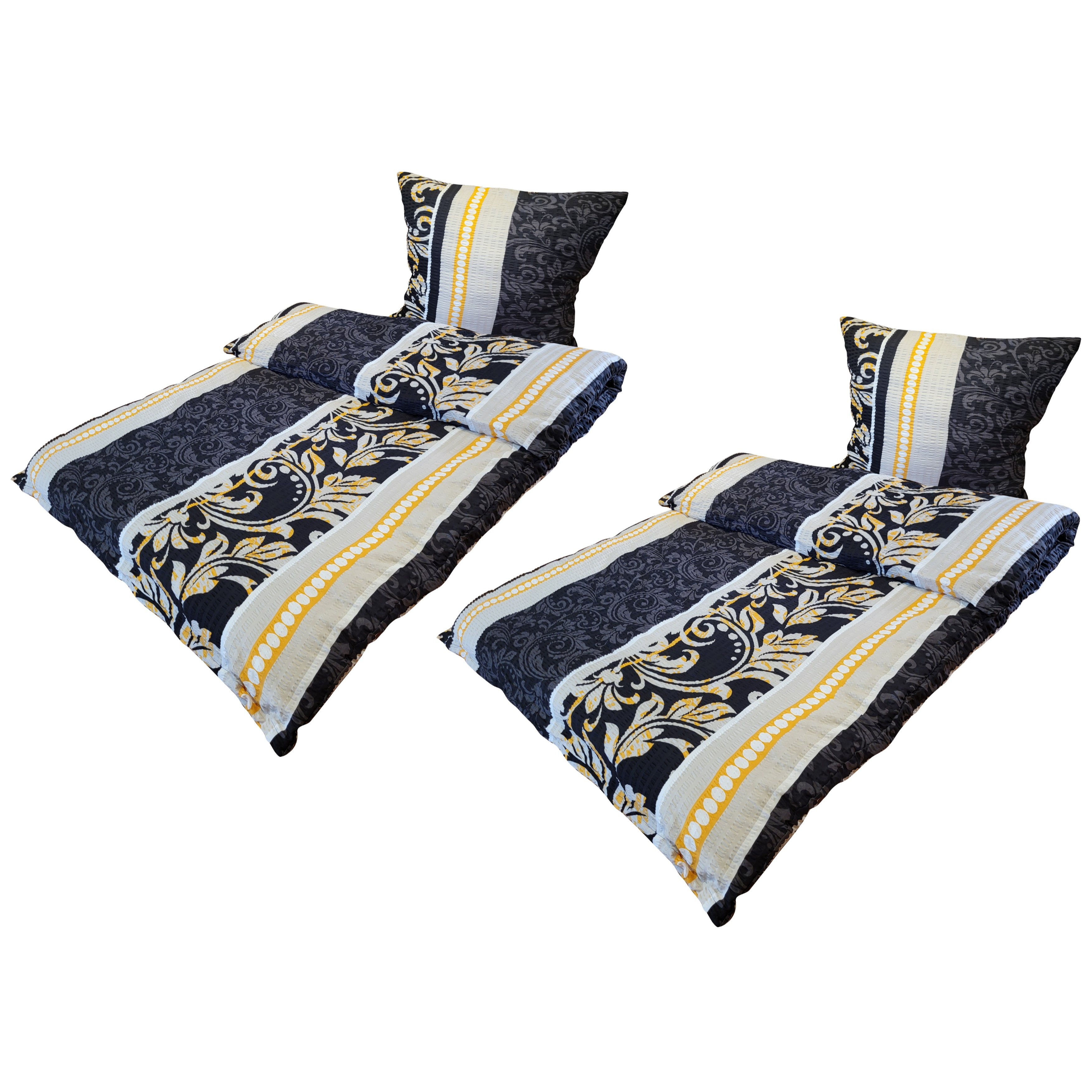 Seersucker Microfiber Bedding Set, 4-piece , With Zipper, 2x 135x200 Cm + 2x 80x80 Cm