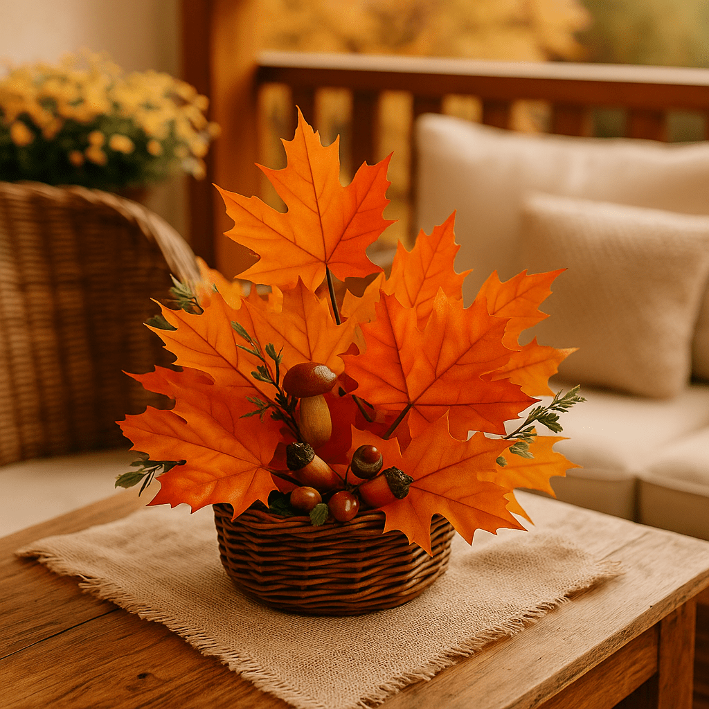 Artificial X5pcs For Bouquet Composition Autumn Leaf Stem Branch