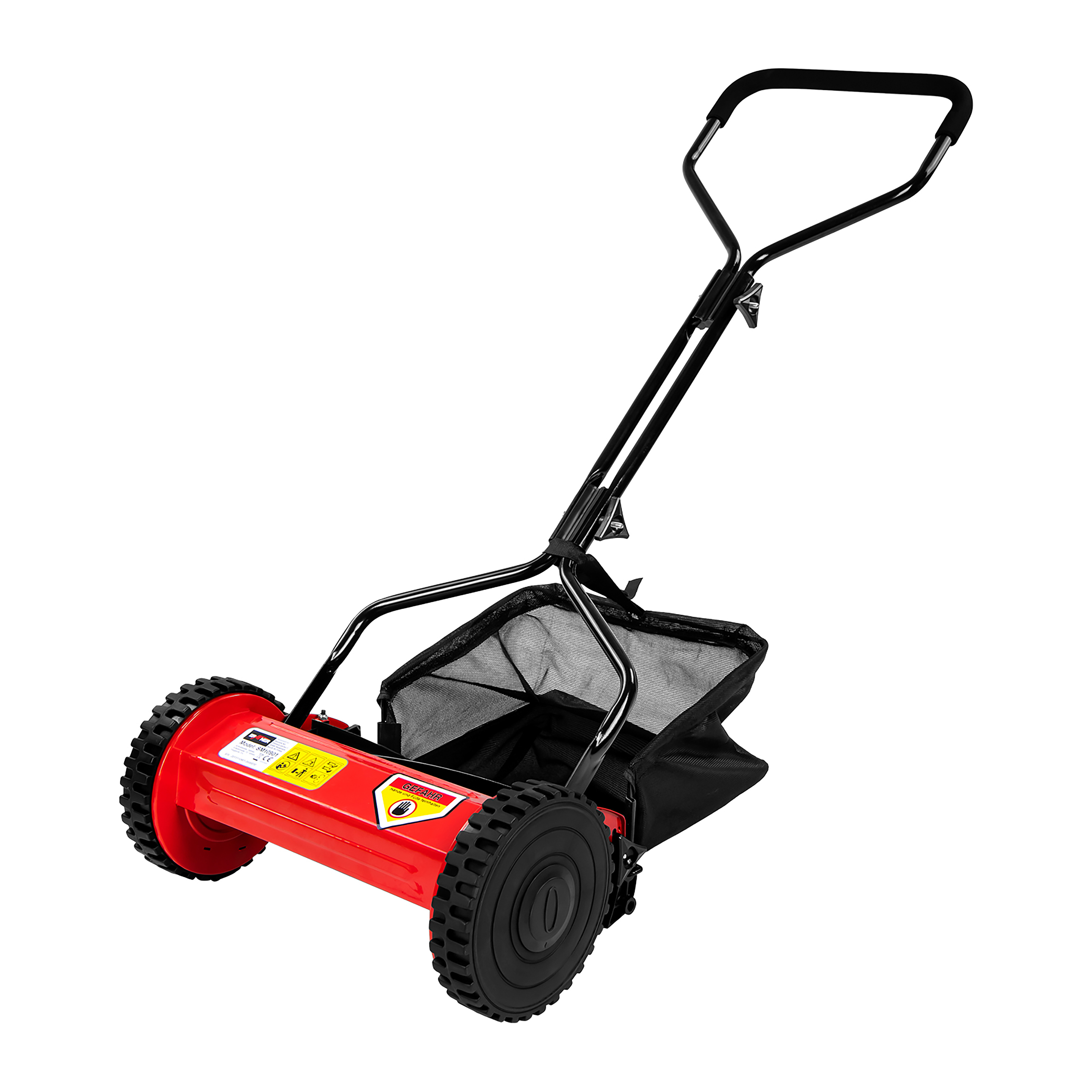 E-shop Spindelmäher mit Fangkorb, 21 Liter, 350 mm Schnittbreite, 12 – 45 mm Schnitthöhenverstellung, Massive Mähspindel mit 5 Messern, leicht und