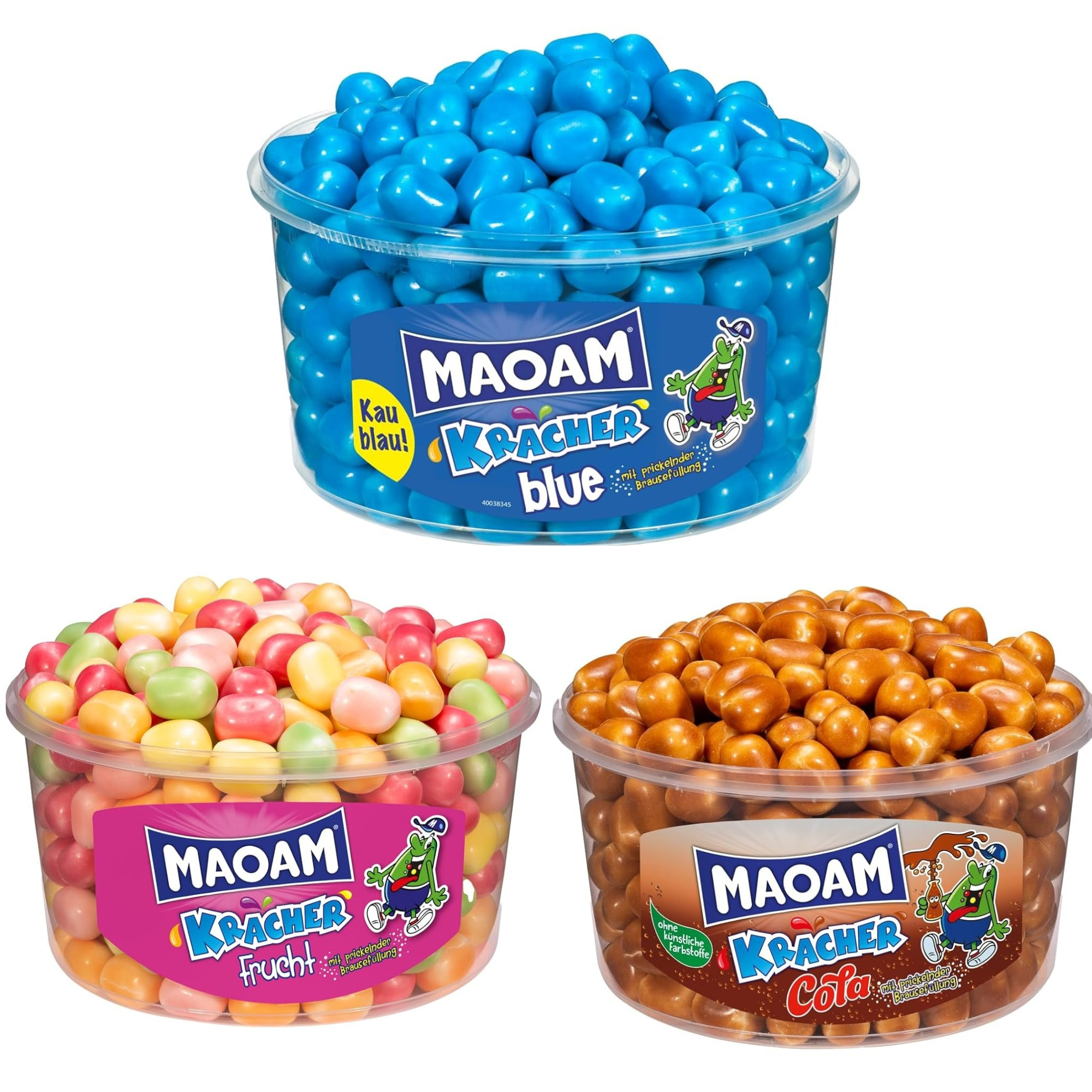 Image of Haribo Maoam Crackers Mixed Pack: 1x Fruit 1.2kg + 1x Blue 1.2kg + 1x Cola 1.2kg | Total Content 3.6kg | Set For , Parties, Office, Or Kids' Birthday Candy