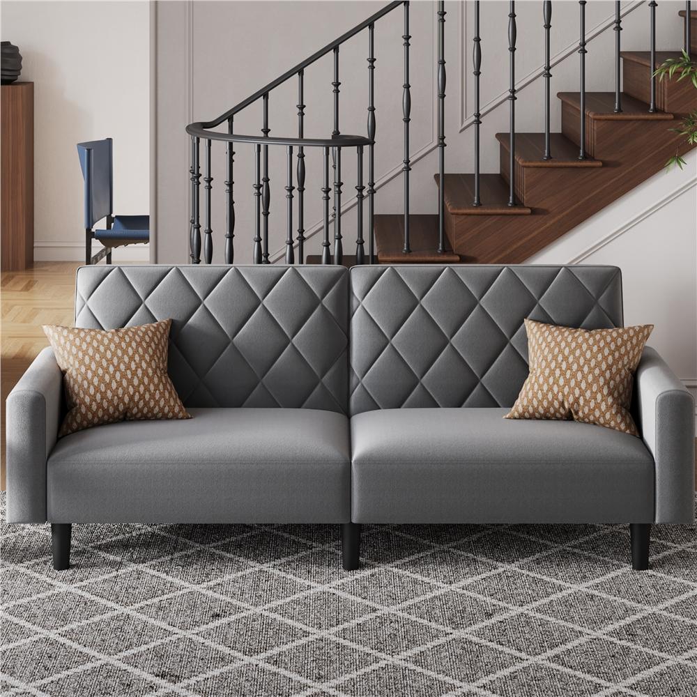 E-shop Costoffs 2 Sitzer Sofabett aus Samtstoff Couch mit Verstellbarer Rückenlehne Schlafsofa Verwandlungssofa Einstellbares Sofa
