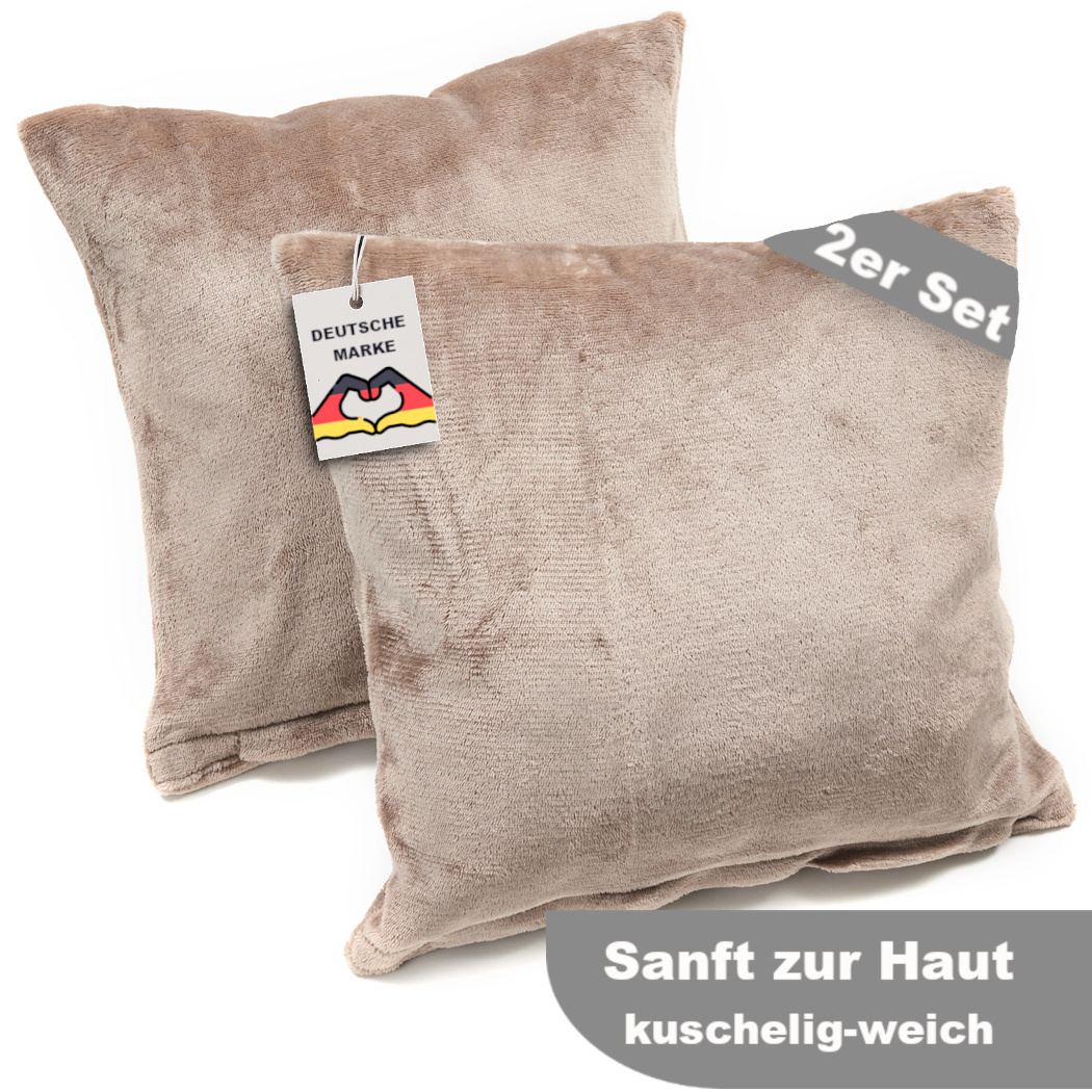 E-shop 2er Set Plüsch Kissenbezüge kuschelig weich flauschig Fleece Kissenhülle Sofakissen Kopfkissenbezug Kissenbezug Couchkissen Dekokissen Cashmere