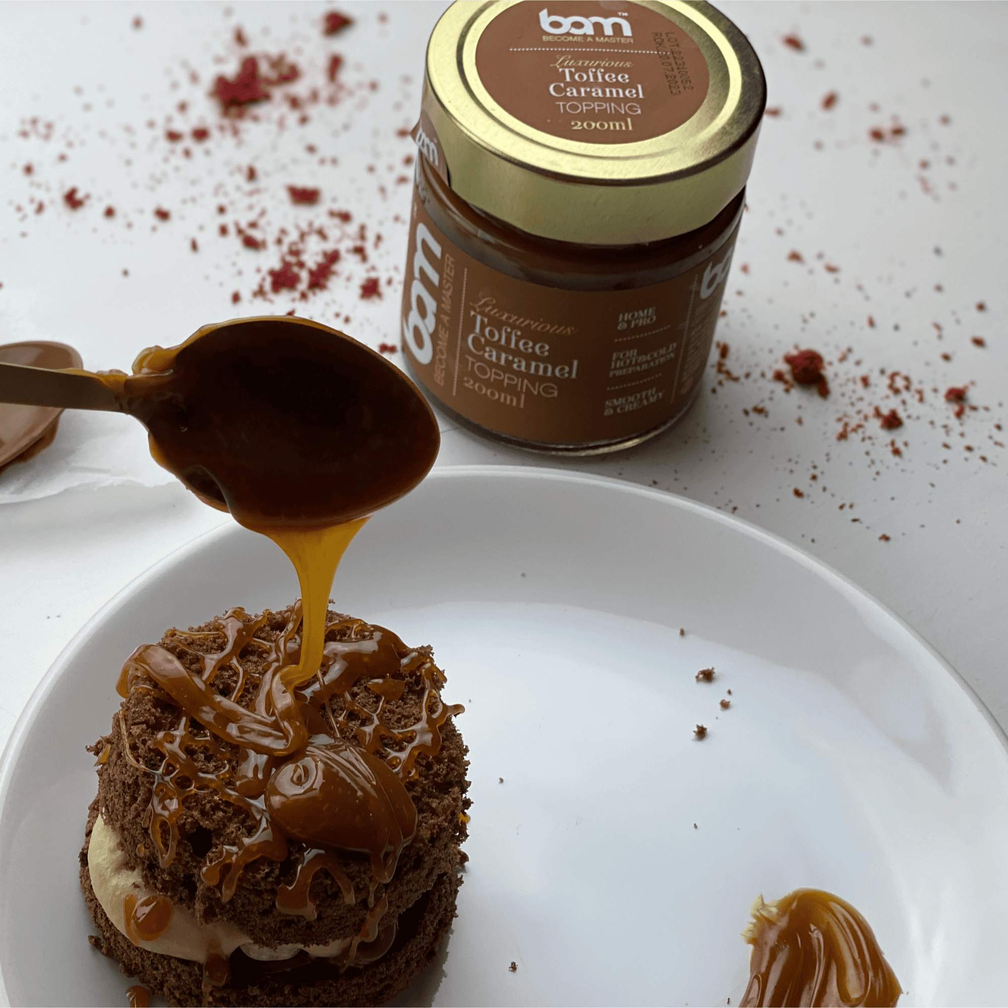 Image of Bam 250g Toffee Caramel Topping – Smooth & Creamy Dessert Sauce For Ice Cream, Cakes & Pastries – Premium Gourmet Flavor – Easy Drizzle & Baking Use