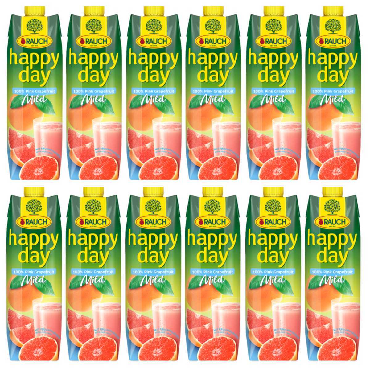 Rauch Happy Day Pink Grapefruit With Flesh 1000ml 12-pack