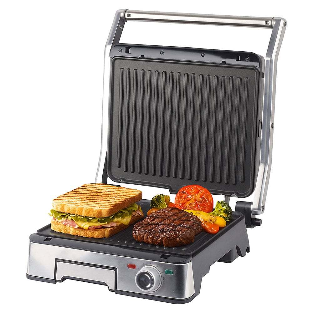 Image of Ihunt Bro Dual Grill Xxl Electric Grill, 1800w, Fast Heating 90° - 180° C, Cooking Indicator, Detachable Plates With Coating 29*23cm, Stainless Steel, Silver