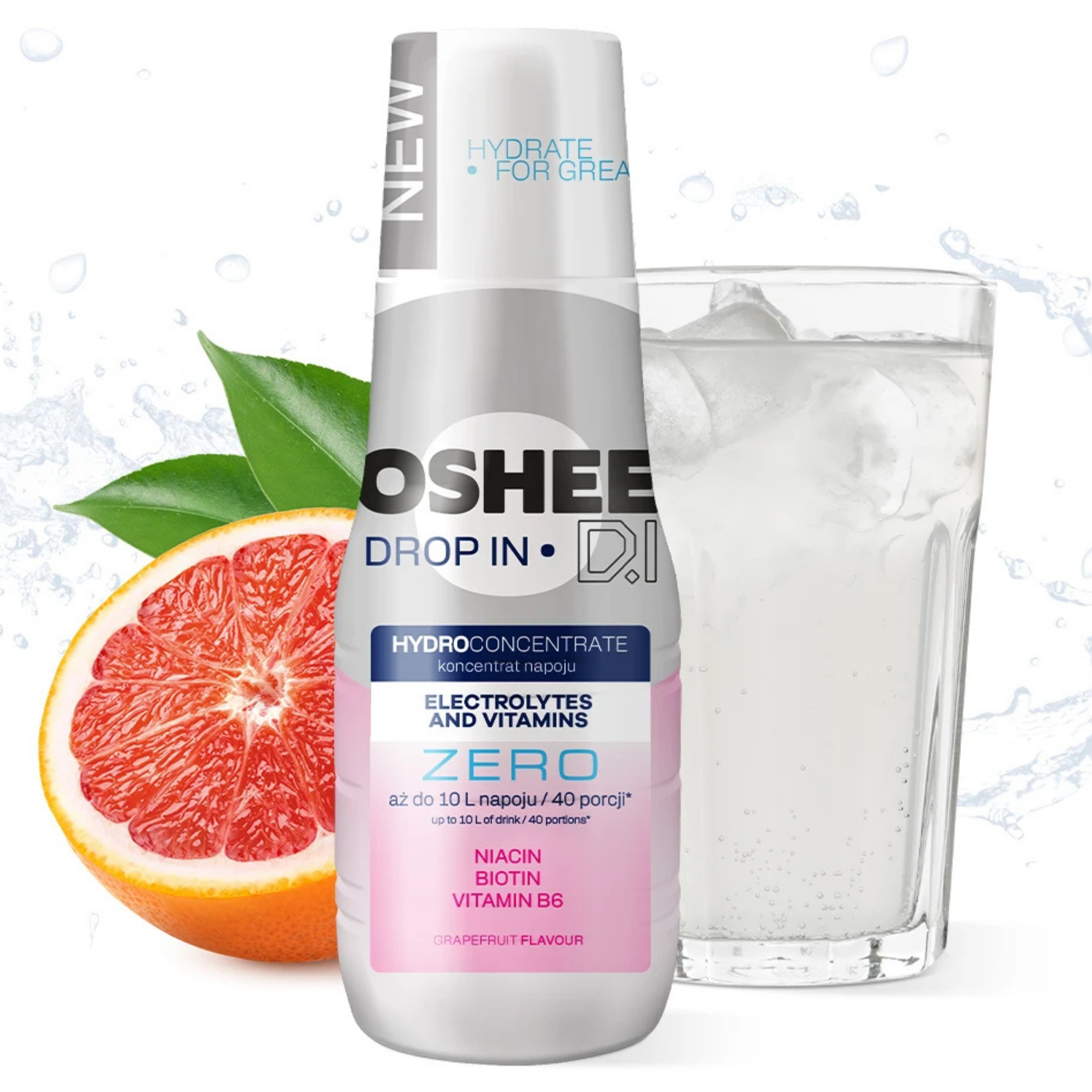 Oshee Drop In 0 Sugar-free Grapefruit - Vitamin Water Concentrate, 500 Ml For 10l Of Drink