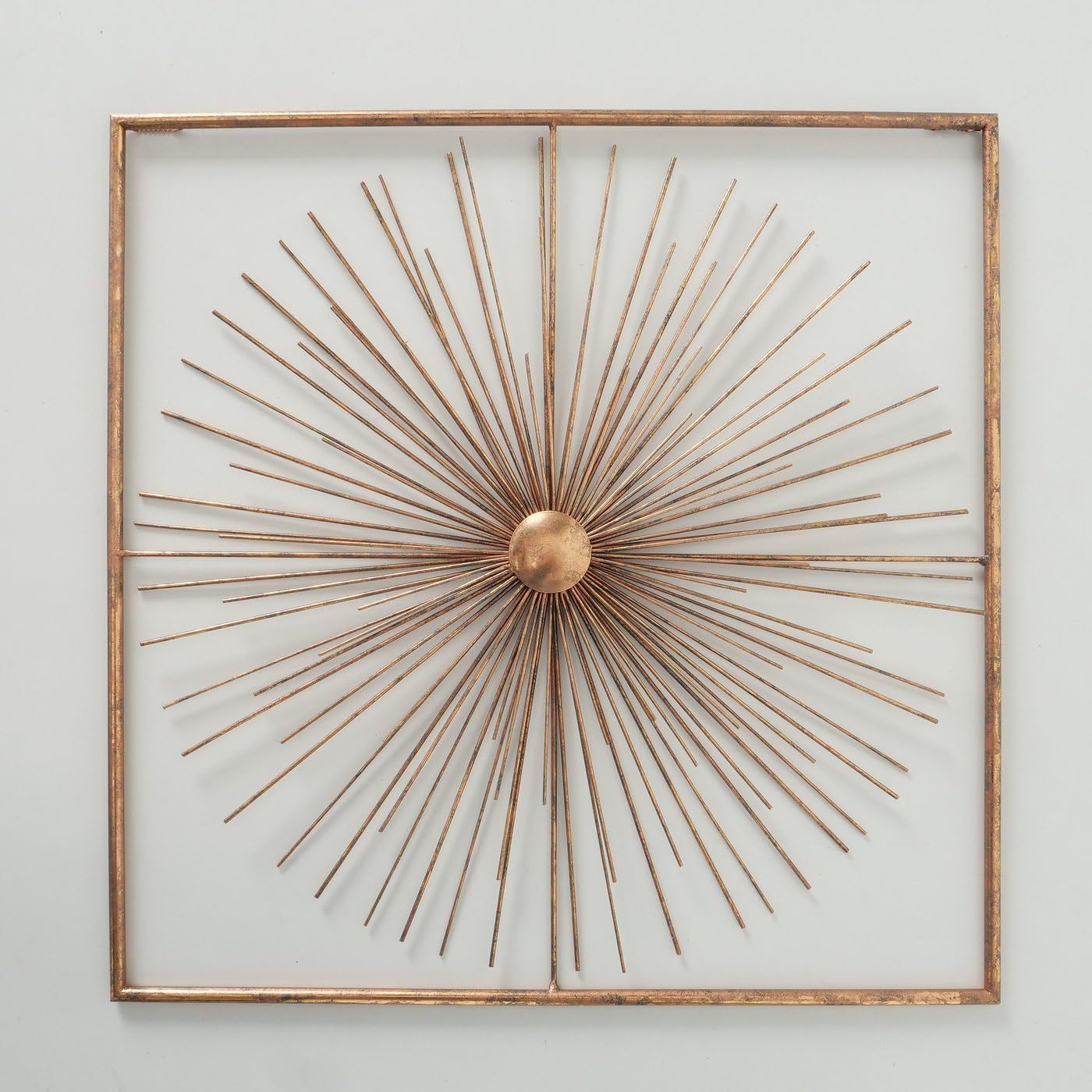 Image of Sun Wall Decoration – Iron Wall Art, Cm, Square, Powder-coated In Antique Copper Finish, Metal Wall Art For Living Room & Dining Room, Metallic Sun Iron Picture