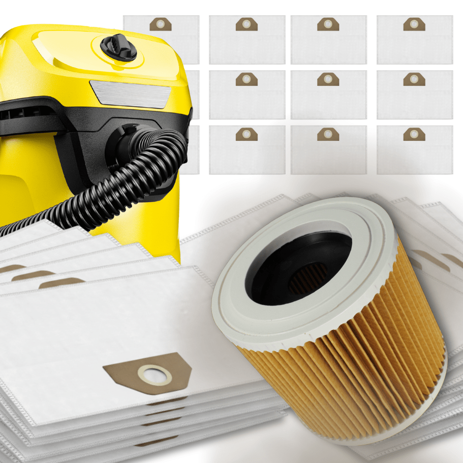 TEMU 12x Bags + 1x Filter For Karcher Vacuum Wd3 Wd2 Wd4 Wd5 Wd6 Se4001 Se4002 Mv3 Mv4 Mv5 Mv6, Replacement Dust And Sand Sealing Bags, Motor