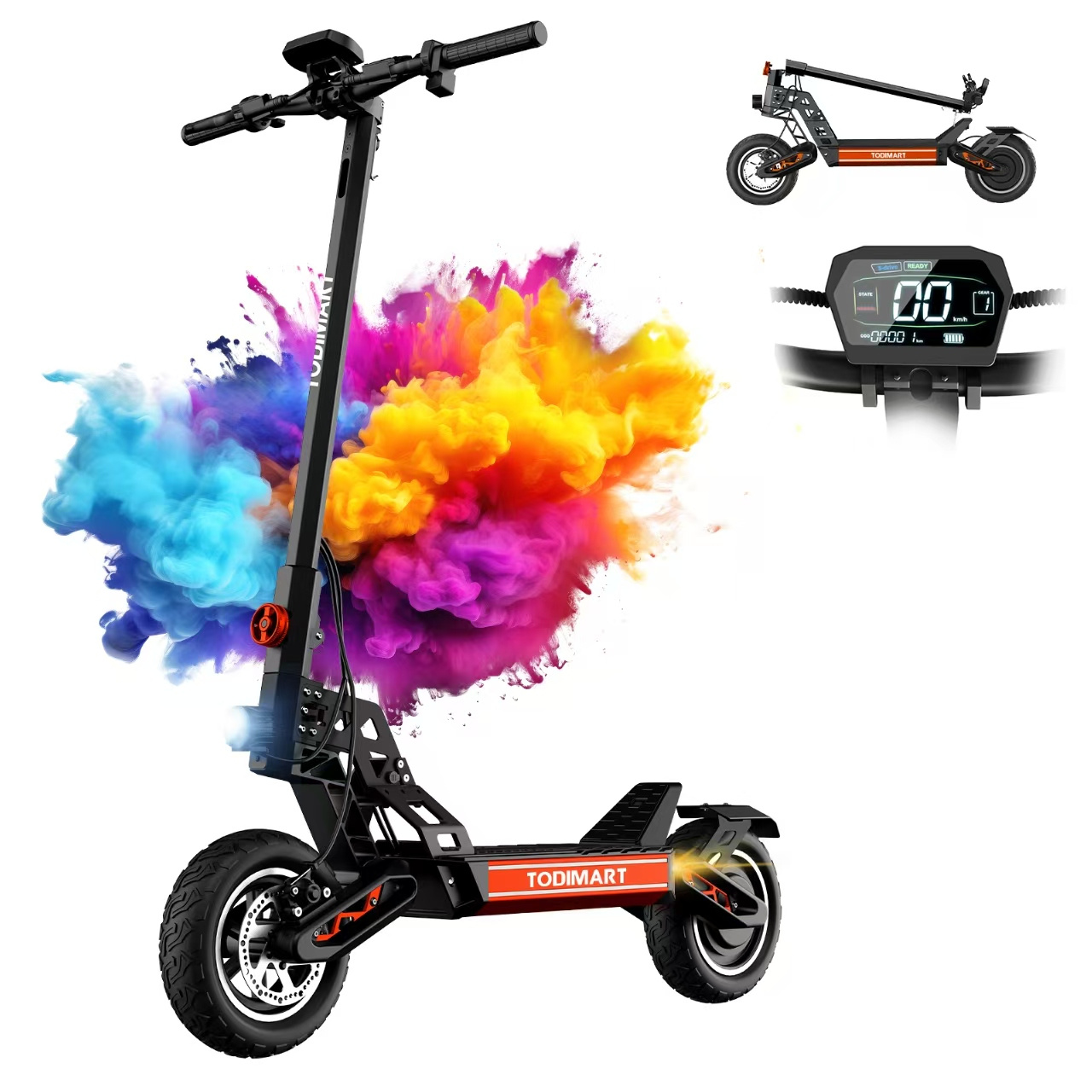 TEMU Todimart S9 Adult Electric Scooter, Powerful Battery 48v 20.8ah, 85km Range, Adventure Off- Electric Scooter, Dual Suspension Adult Electric