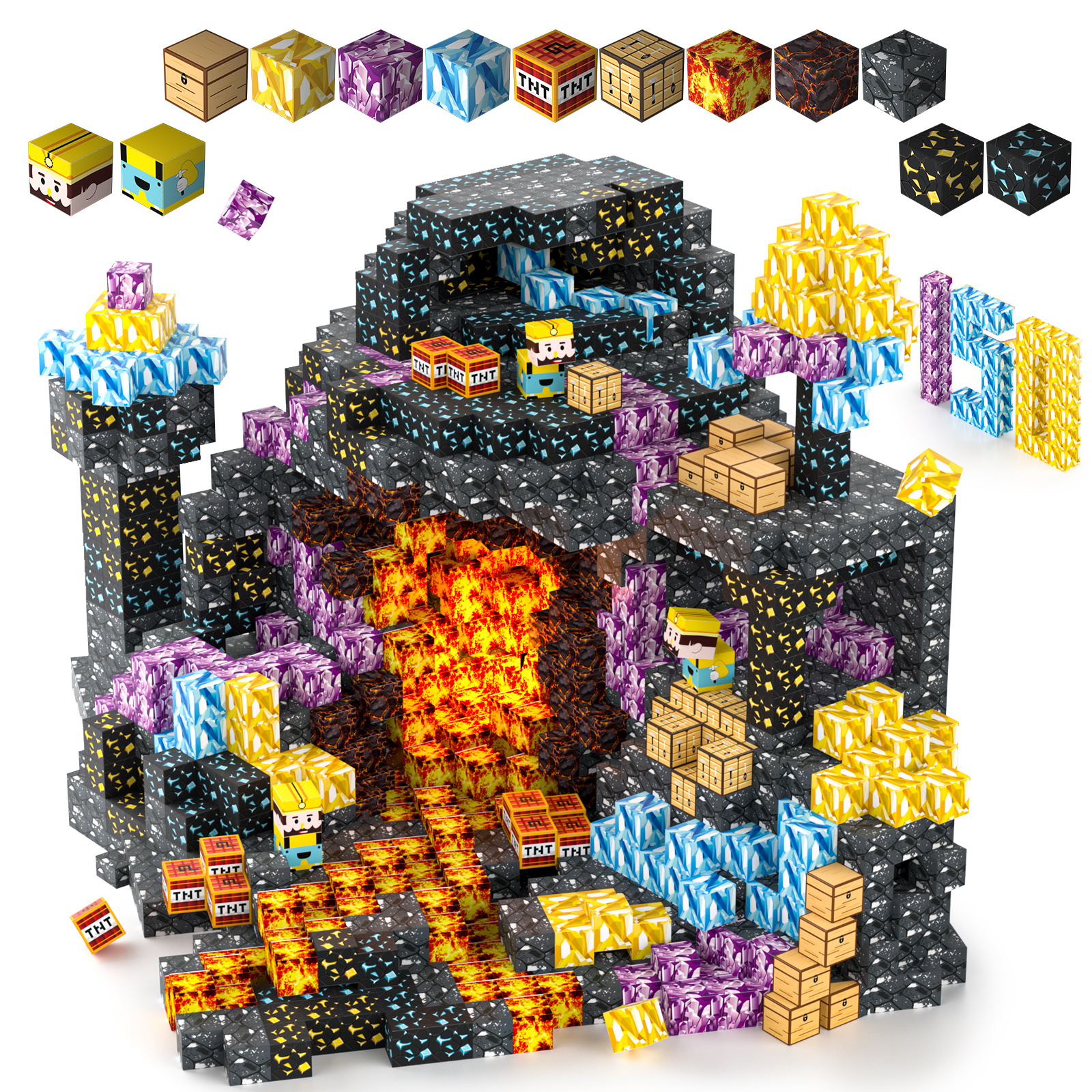 TEMU 150pcs Building Magnetic Block Set, 2cm Abs Material Building Blocks, Crystal Themed Building Toys, Stacking Blocks For Children, Creative
