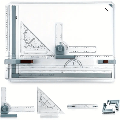 plastic a3 portable drawing board with parallel motion and adjustable angle measurement system multi functional metric drafting table with clear ruler for adults