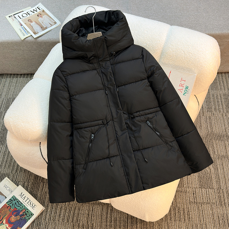 womens thickened warm hooded jacket for autumn winter featuring zipper fashionable casual adjustable waistband   length puffy coat suitable for cold autumn winter days daily commuting outdoor activities details 7
