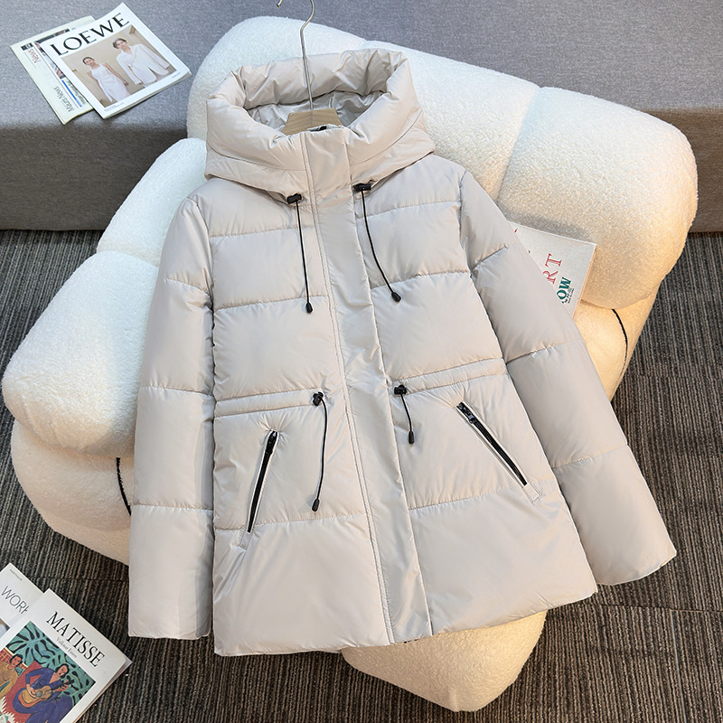 womens thickened warm hooded jacket for autumn winter featuring zipper fashionable casual adjustable waistband   length puffy coat suitable for cold autumn winter days daily commuting outdoor activities details 6