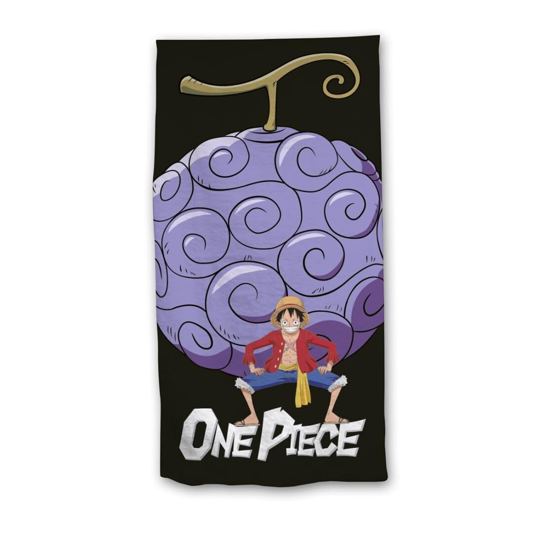 1 Piece Beach Towel, Luffy And Devil , 70x140 Cm, Polyester, Black