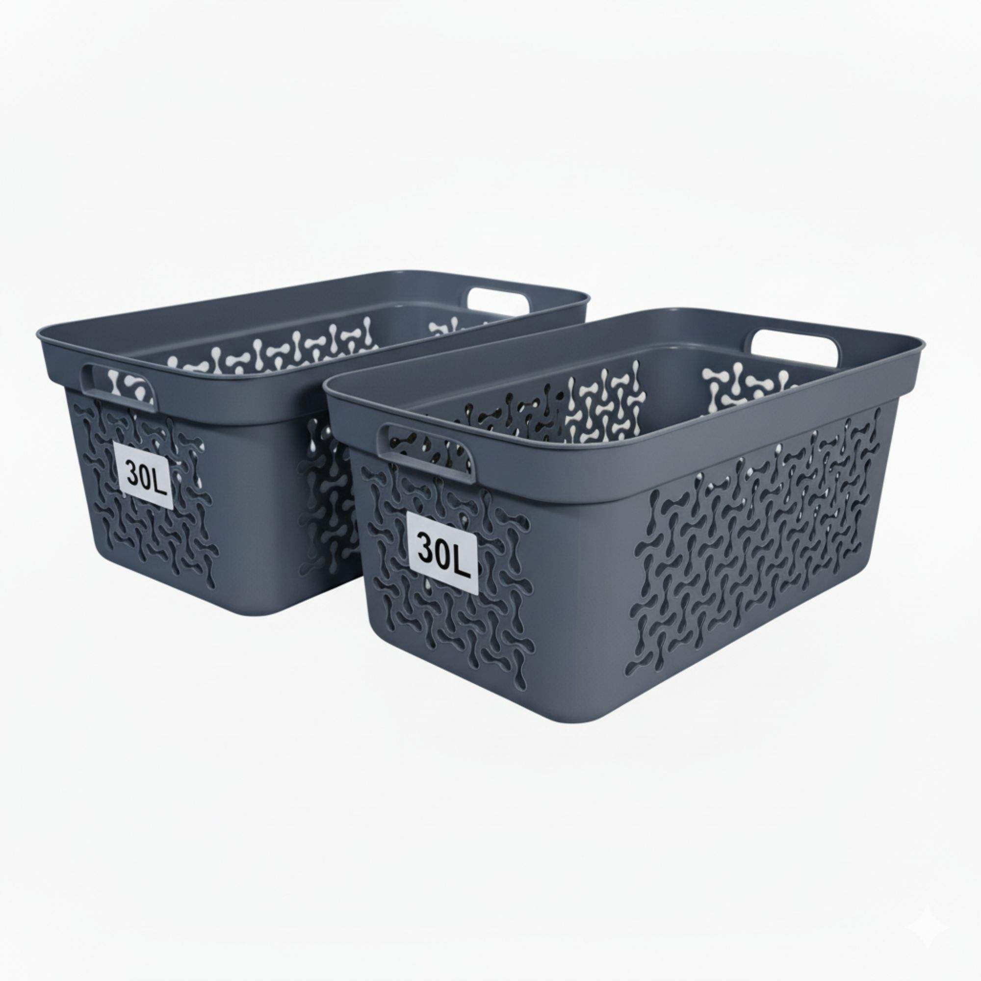 2-piece Laundry Basket Set In Colors, 20l (45×28×20cm) Or 30l (53×34×24cm) – Durable Bpa-free Plastic, With Handles, Stackable & Versatile For Dirty Laundry And Household Storage