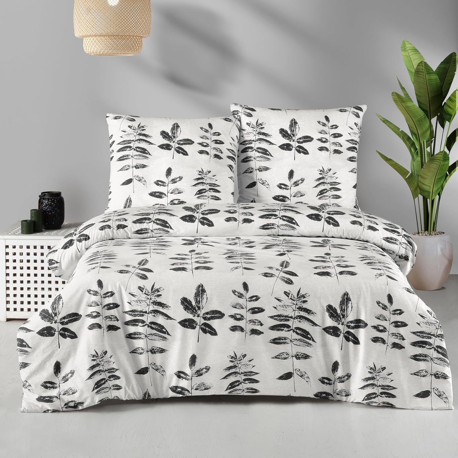 Image of 100%bed Linen Reinforced Bed Sheet Sets White With Pattern With Zipper