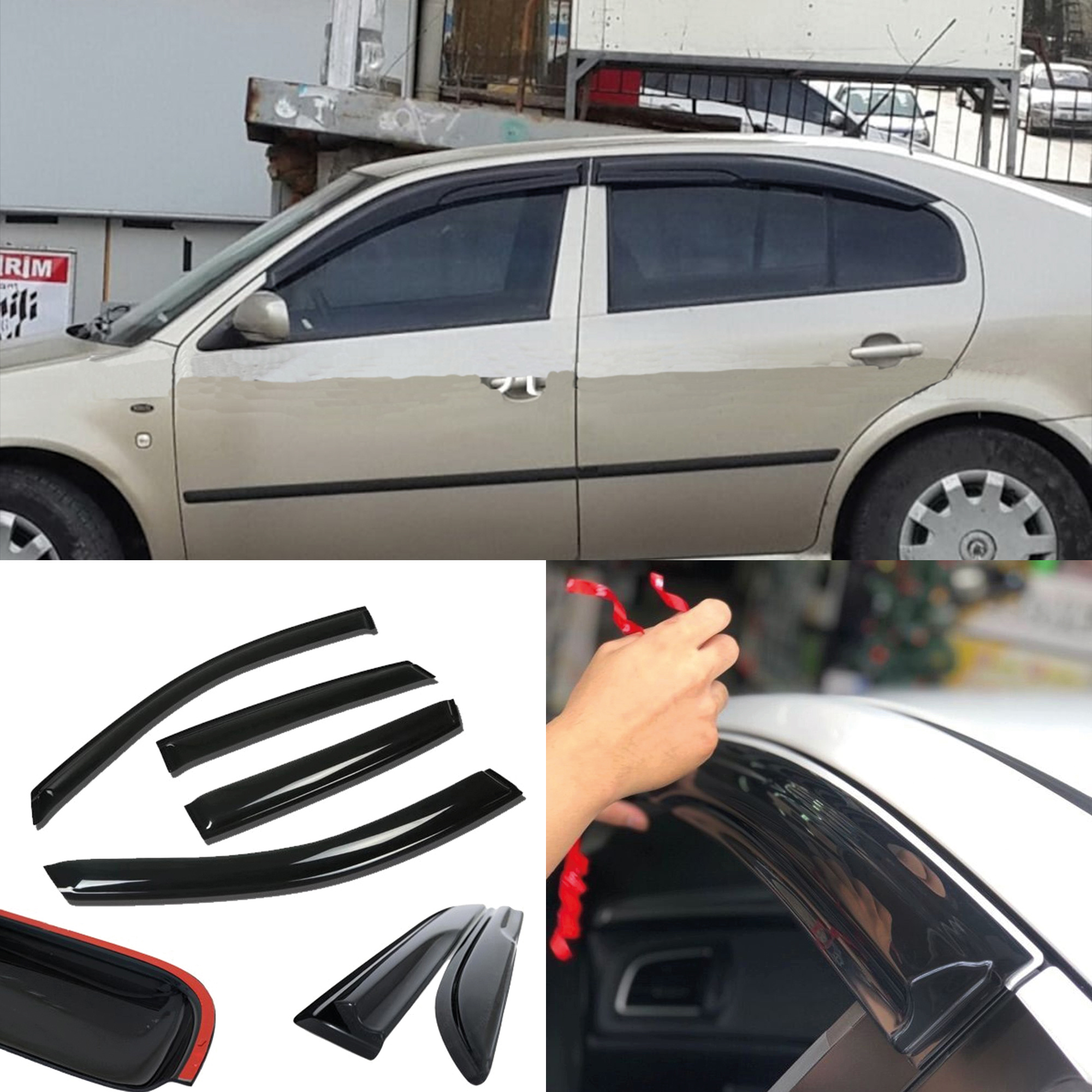 Image of Window Visor For Octavia 1999-2012 4pcs Cars Accessories Rain Guard Vent Wind Deflector Weathershield Moulding Trim Thickened Sun And Rain