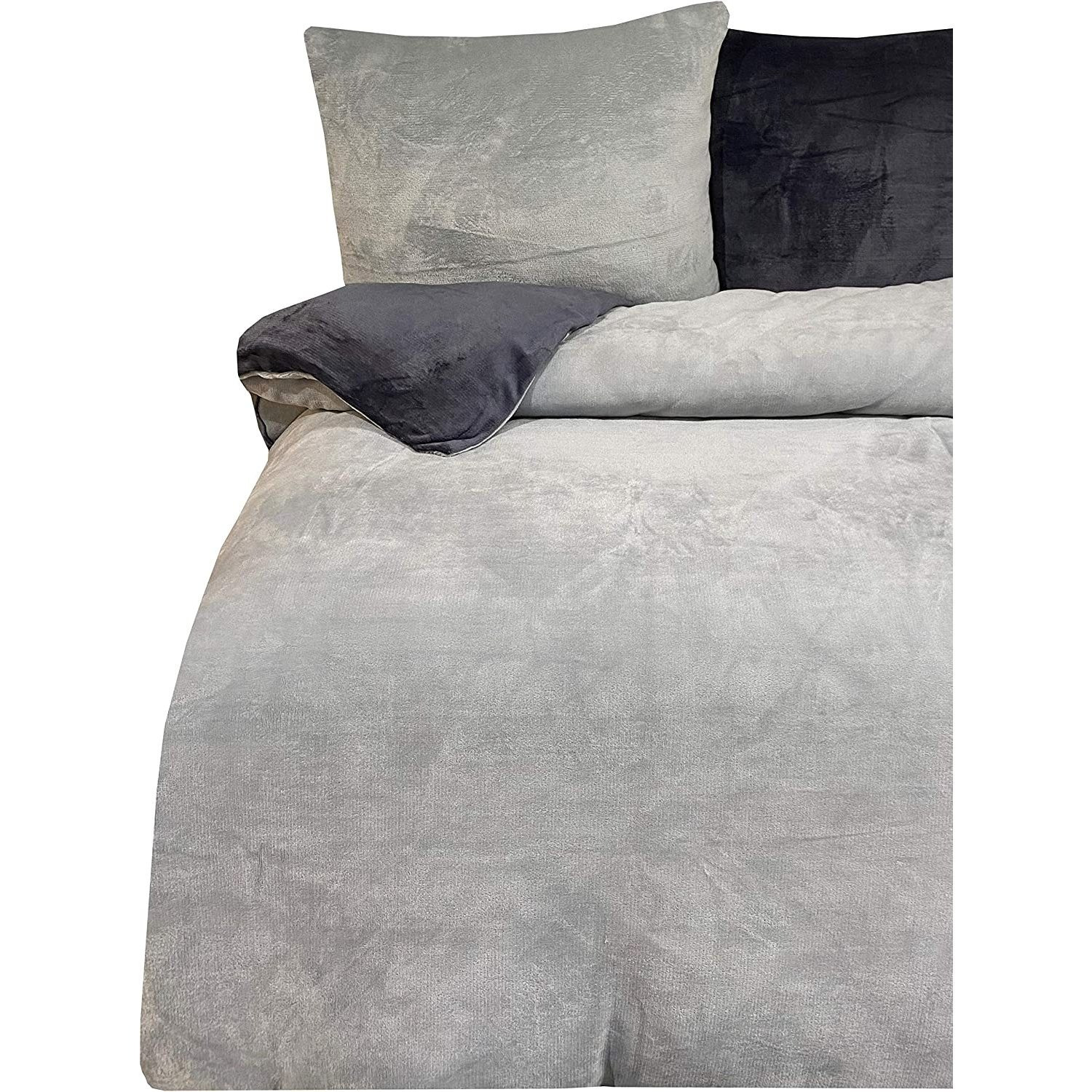E-shop Winter Bettwäsche Teddy Plüsch Unifarben Wende modern Kuschelig Flauschig Extra Warm Weich Flanell Kissenbezug 80x80 cm mit Reißverschluss