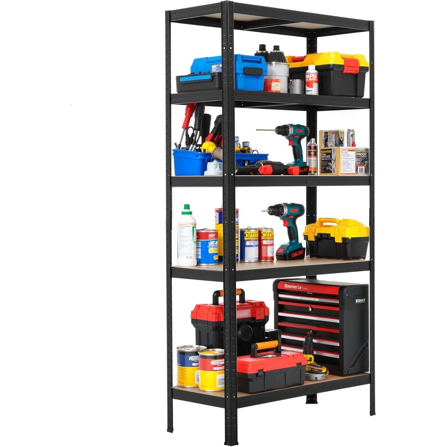 TEMU Metal Warehouse Shelving Unit 5-tier Garage 180x90x40cm 750kg