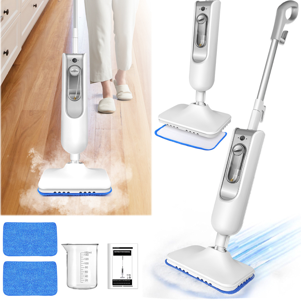 E-shop Dampfreiniger 1500W Dampfbesen Reiniger Dampf Mop Boden & Hand-dampfreiniger Steam Mop für Tiefenreinigung alle Böden Fliesen, Dampfmopp