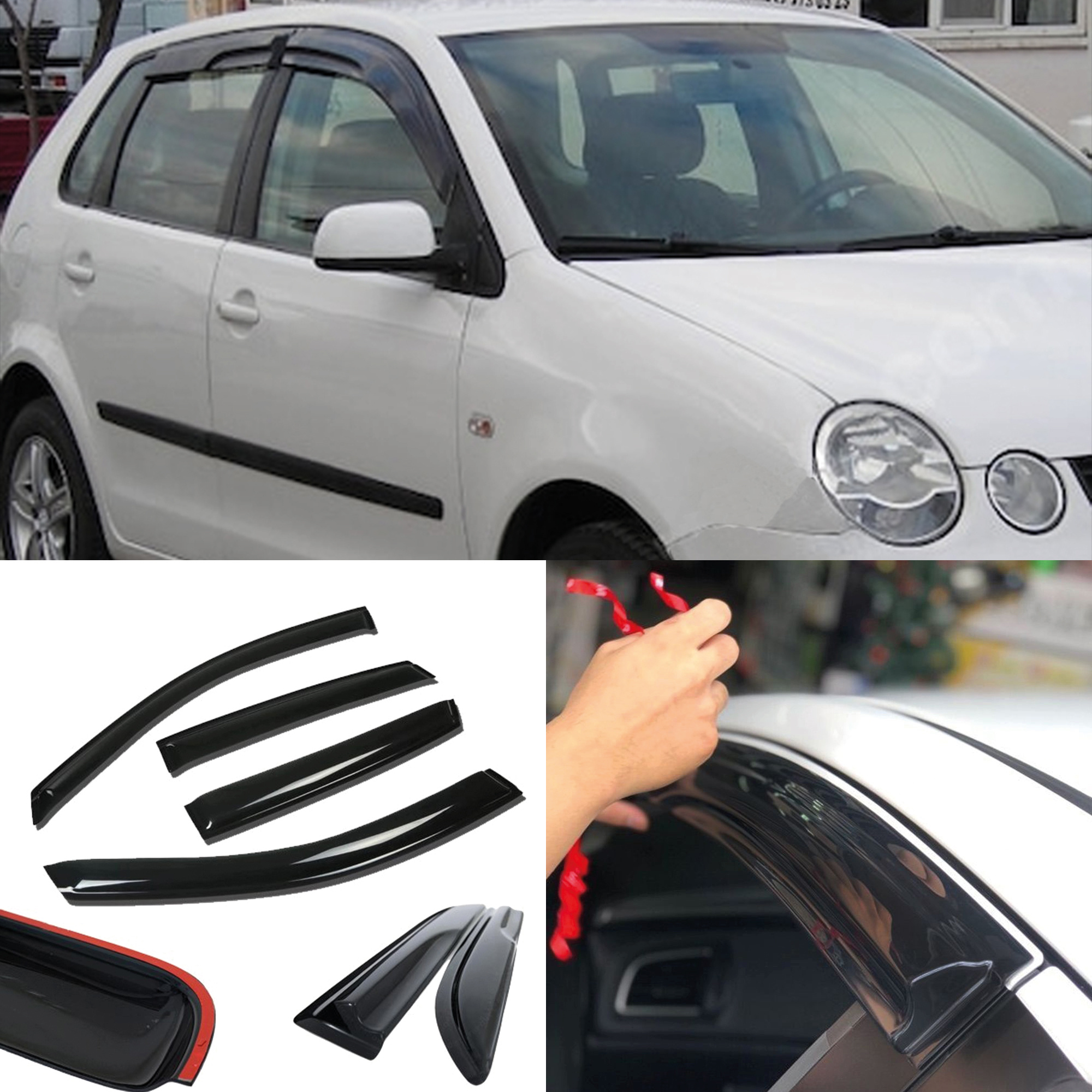 Image of Window Visor For Vw 2002-2008 4pcs Cars Accessories Rain Guard Vent Wind Deflector Weathershield Moulding Trim Thickened Sun And Rain