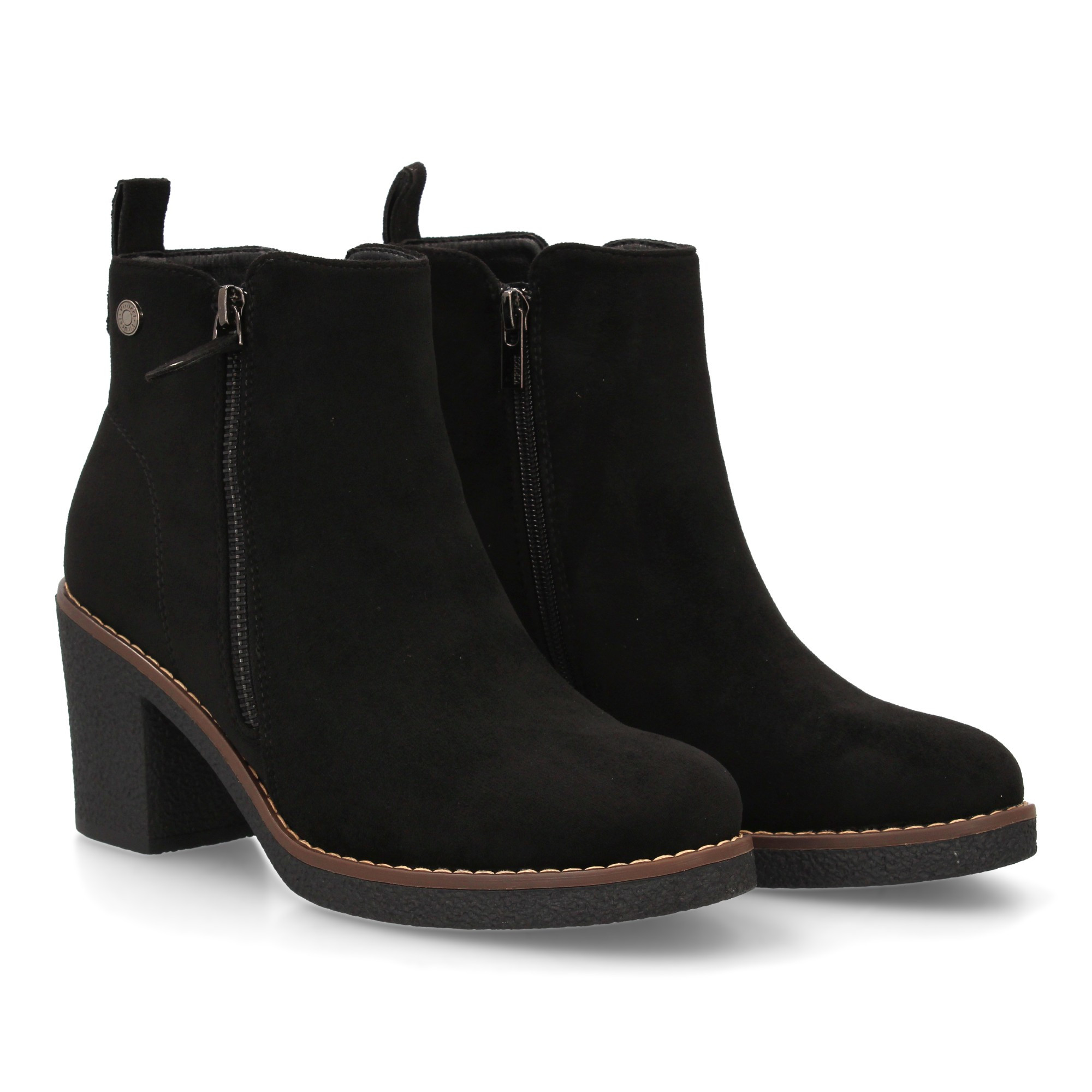 Image of Women's Boot With Smooth And Elegant Design, Zipper Closure And Wide Heel. Velvet Finish And Contrasting , Ideal For Women's Autumn-winter Season.