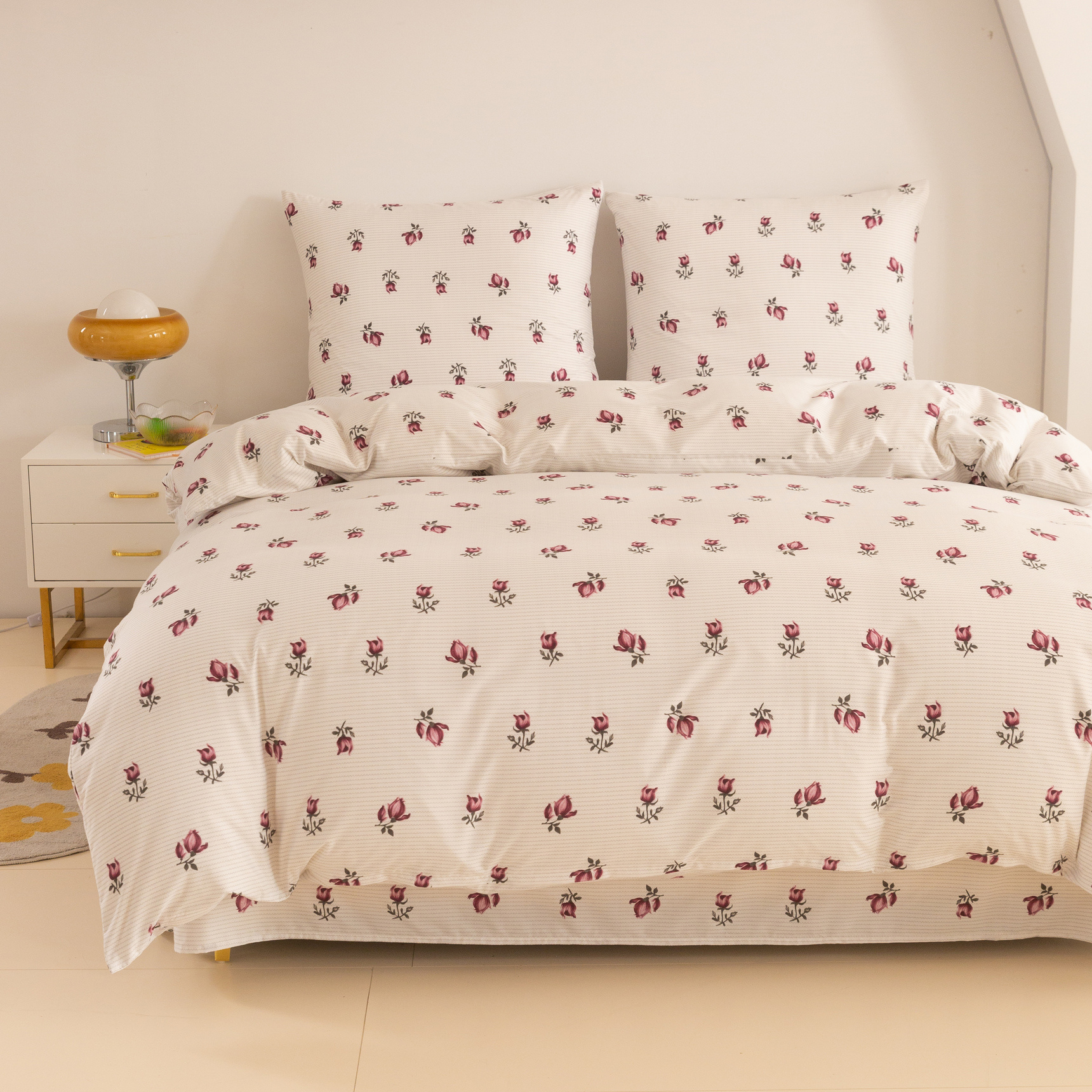 TEMU Parure de lit dans une couleur tendance pour transformer votre chambre ! : 1 housse de couette + 2 taies d'oreiller ( rembourrage). Tissu et