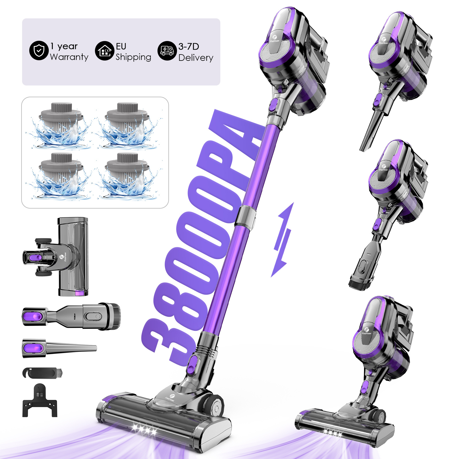TEMU Cordless Vacuum Cleaner, 55 Minute Home Vacuum Cleaner, Wall Mounted Rechargeable Cordless Vacuum Cleaner, Rechargeable Cordless Vacuum Cleaner