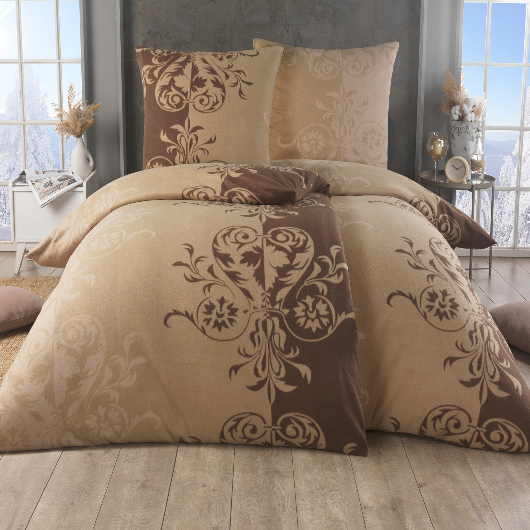 Image of 4-piece Thermal Fleece Set: 2x Bed Sheets 135x200 Cm & 2x Pillowcases 80x80 Cm, Extra Plush Soft Warm Bedding, Cozy Winter Duvet Cover, Bed Linen