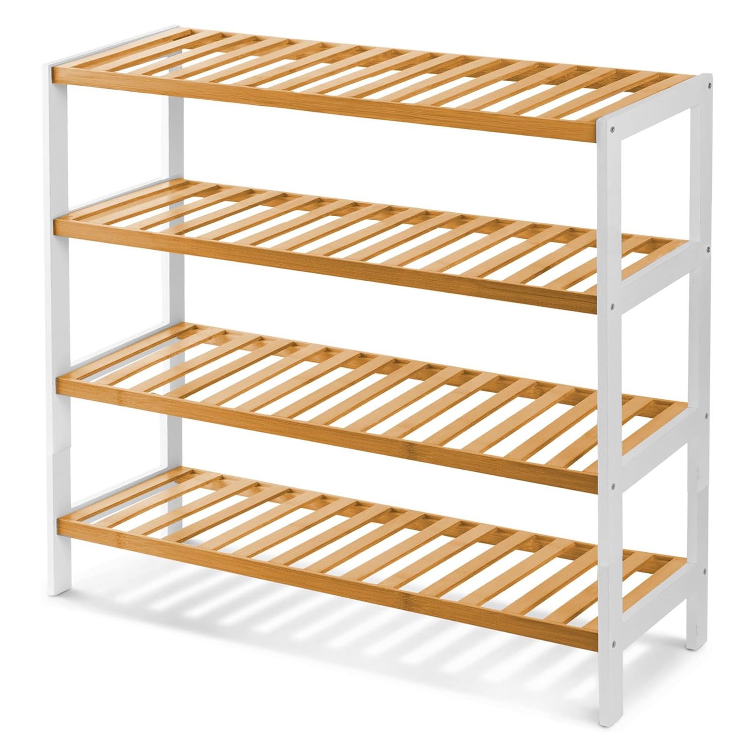 TEMU Neo 4-tier Bamboo Shoe Rack Wooden Shoe Storage Organiser Shelf For Hallway, Entrance Living Room 67 X 70 X 25cm