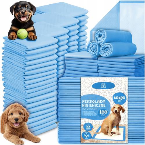 100pièces. coussinets pour chiens et chats, 90x60 cm tapis super absorbants avec des odeurs, en couleur bleu-blanc, couches imperméables pour chiots et chatons, tapis épais et pour lentraînement, idéal pour de compagnie à domicile, protections de toilettes
