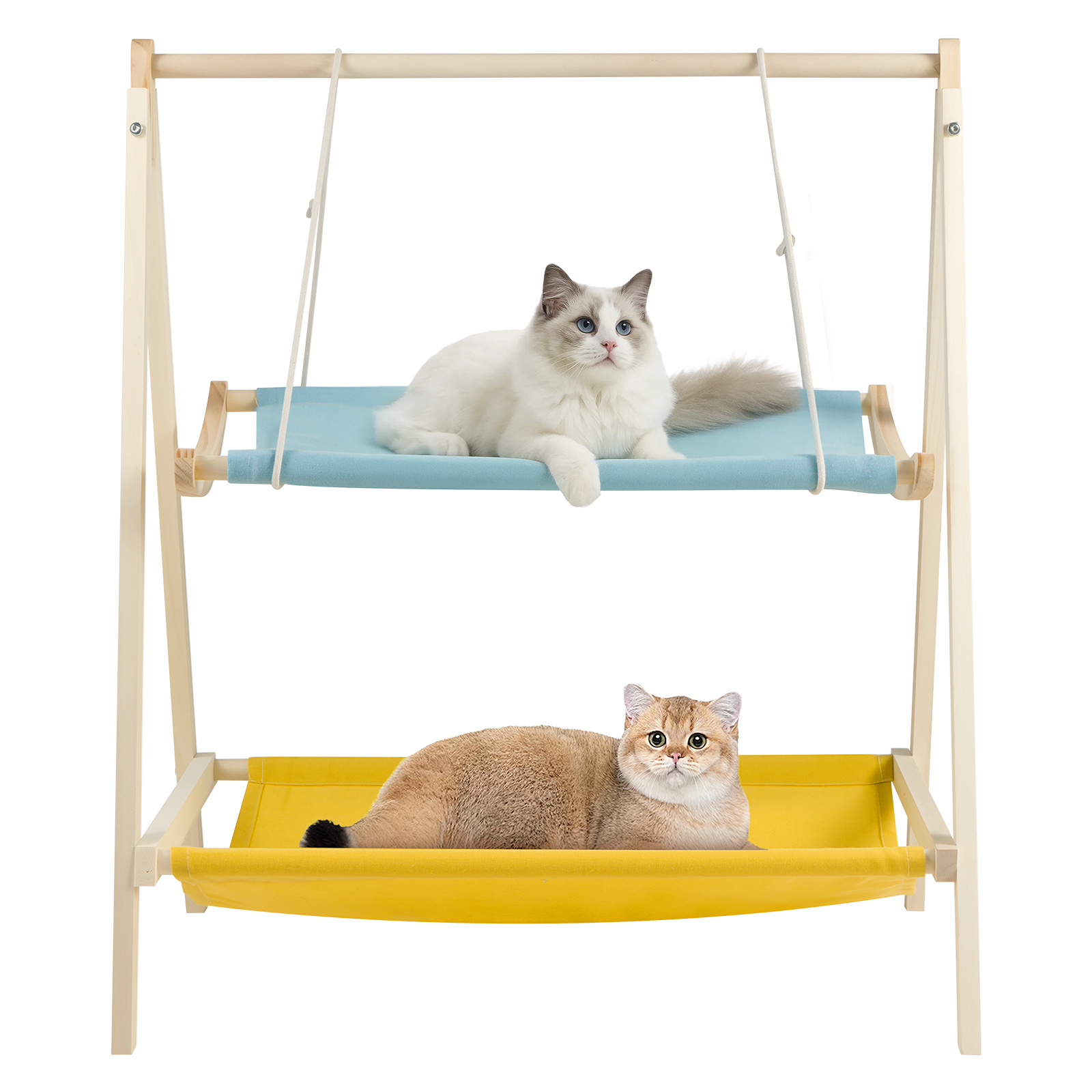 Image of Pet Hammock Swing, Cozy Cat Bed, Hanging Cat Hammock, Wooden Pet Bed, Cat Swing Hammock, Cat Resting Bed, Kitten Couch, Small Pet Bed, Comfortable Cat Hammock